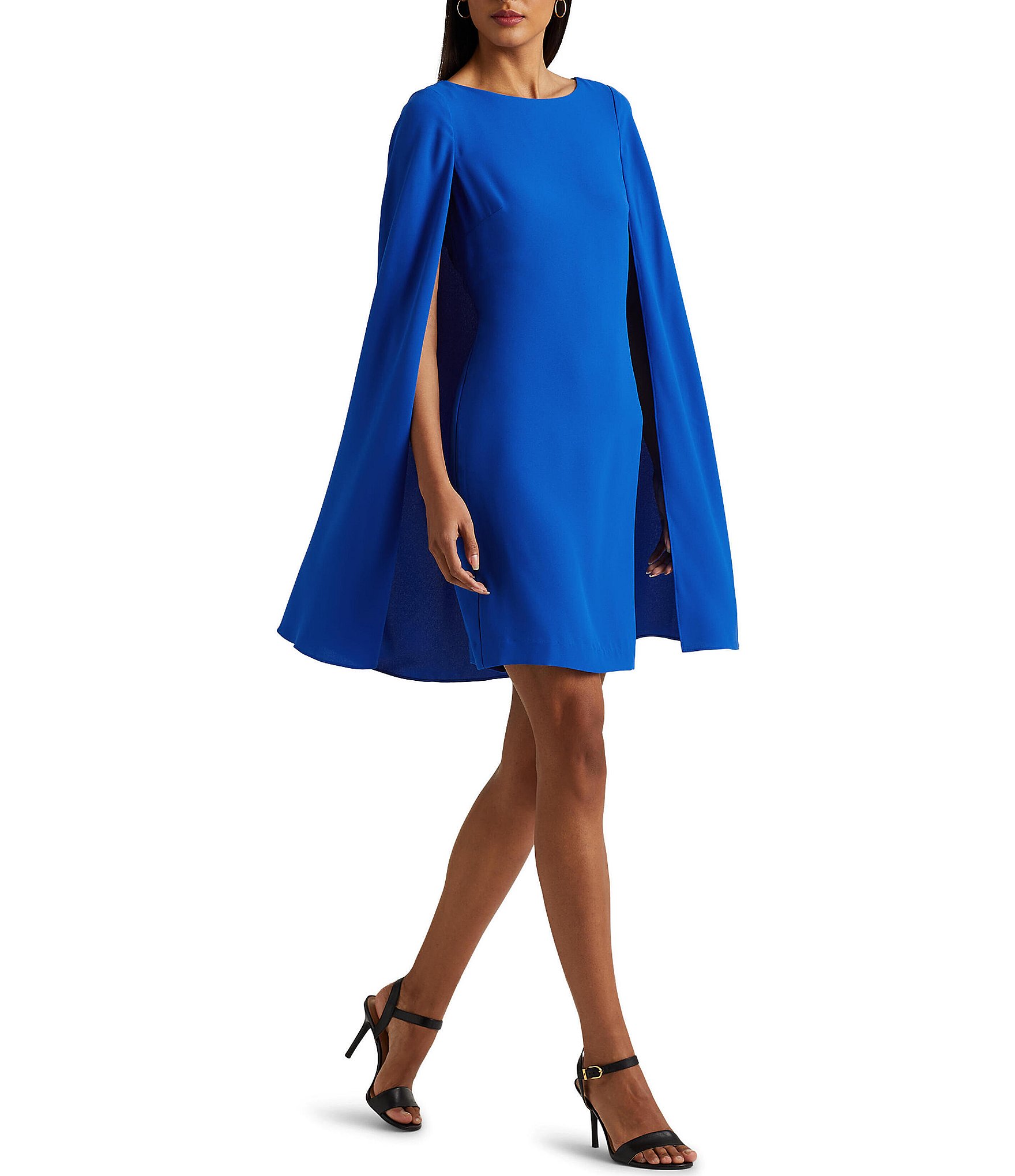 Lauren Ralph Lauren Round Neck Sleeveless Cape Back Dress | Dillard's