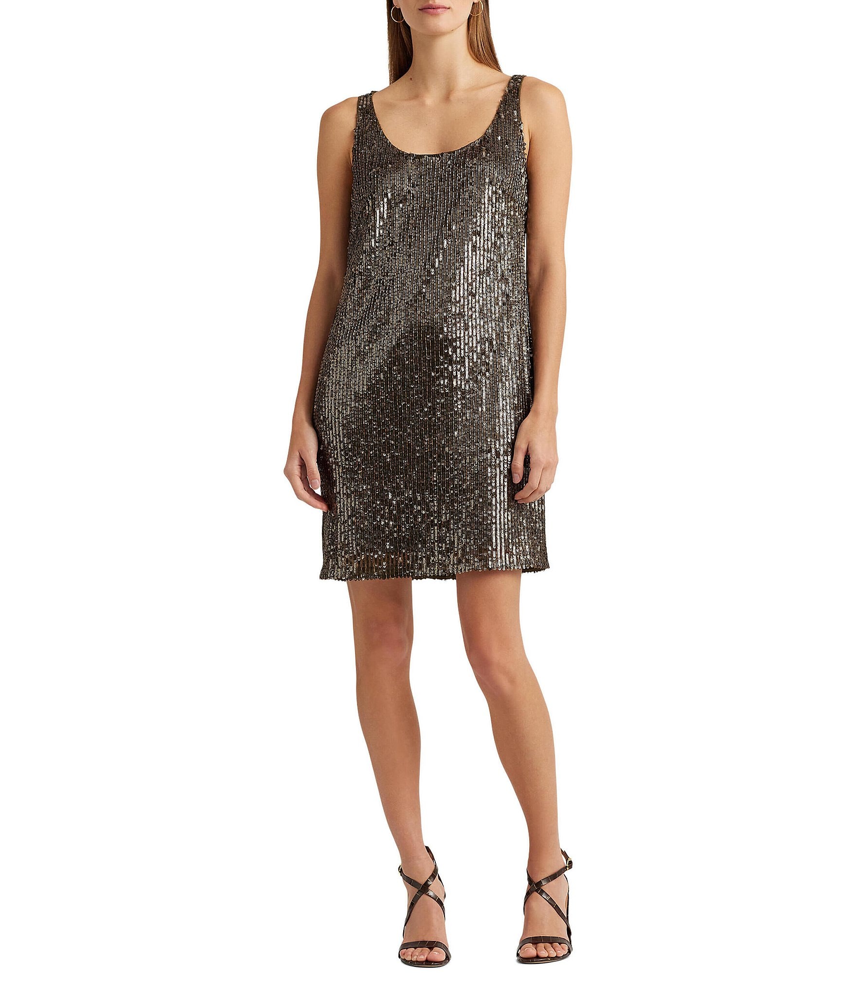 Lauren Ralph Lauren Sequin Scoop Neckline Sleeveless Shift Dress ...