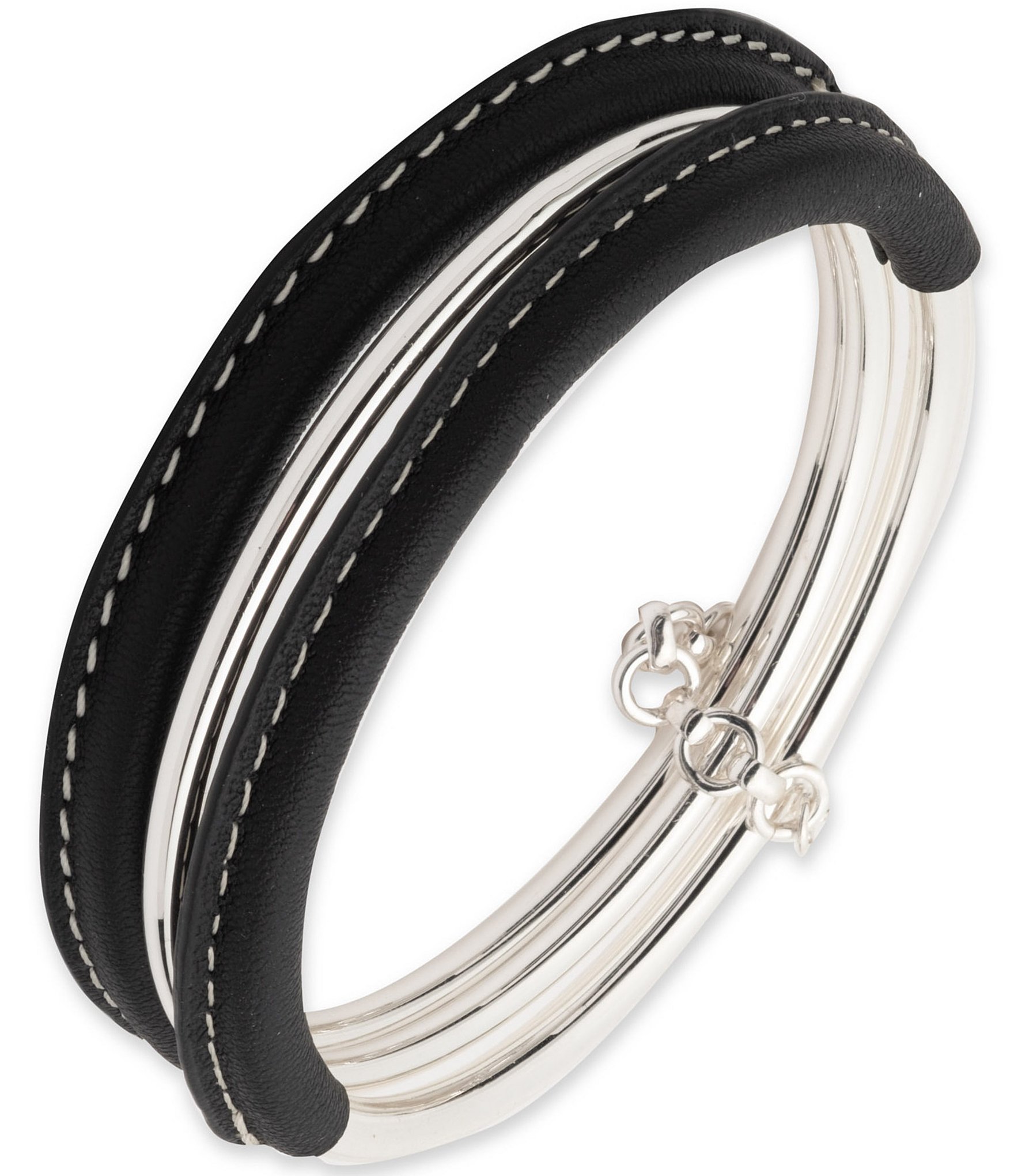 【通販 人気】 Ralph Lauren Lauren Bangle Leather Black Tone Silver アクセサリー