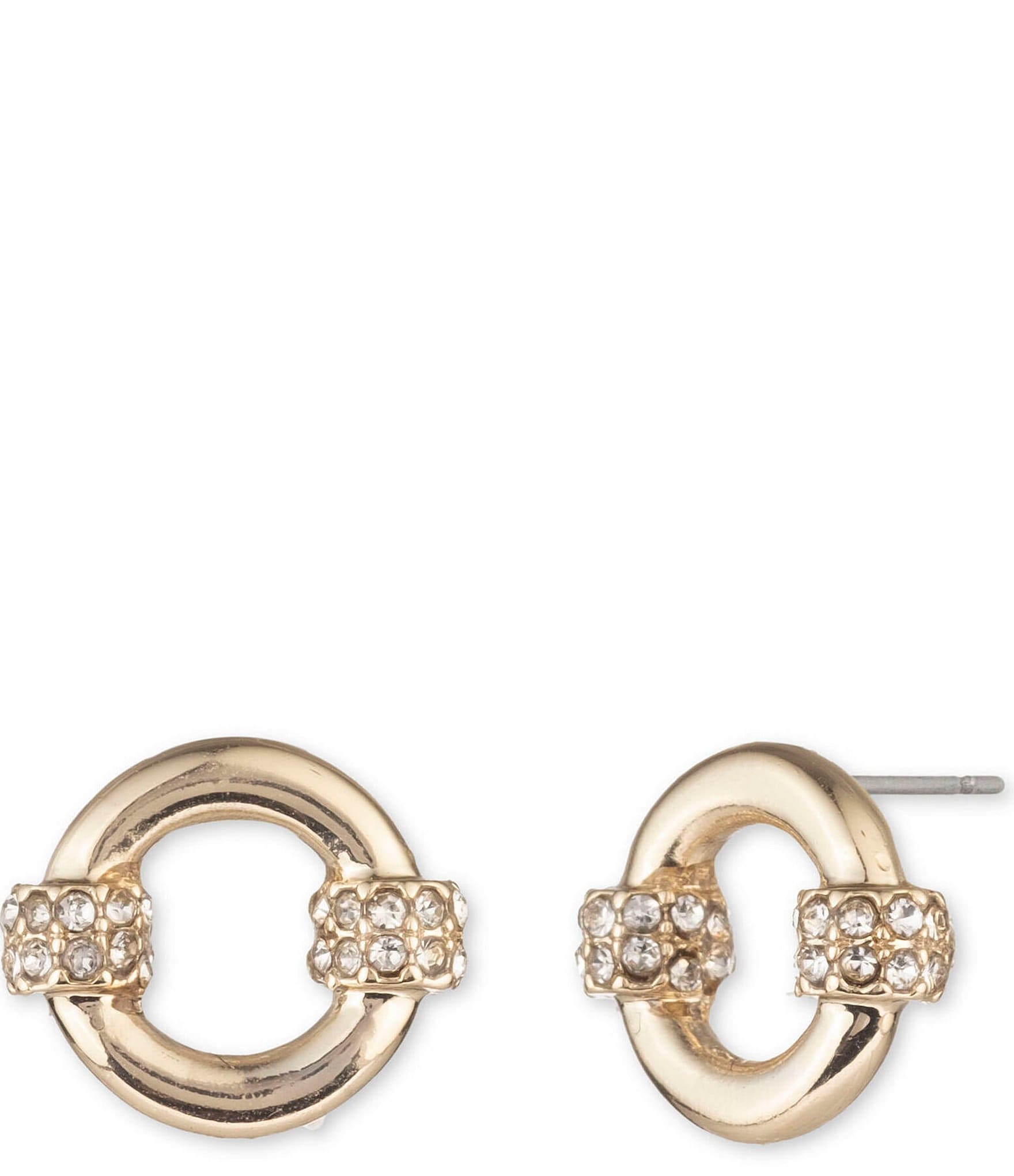 Lauren Ralph Lauren Silver Tone Crystal Thin Pave Threader Earrings