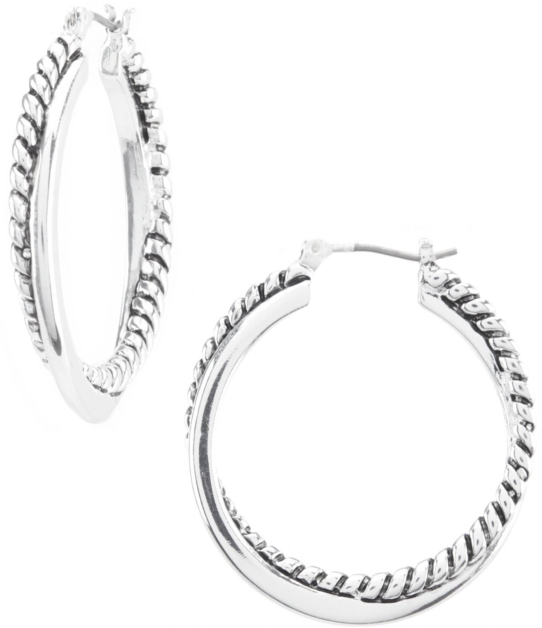 Lauren Ralph Lauren Silver Twisted Hoop Earrings