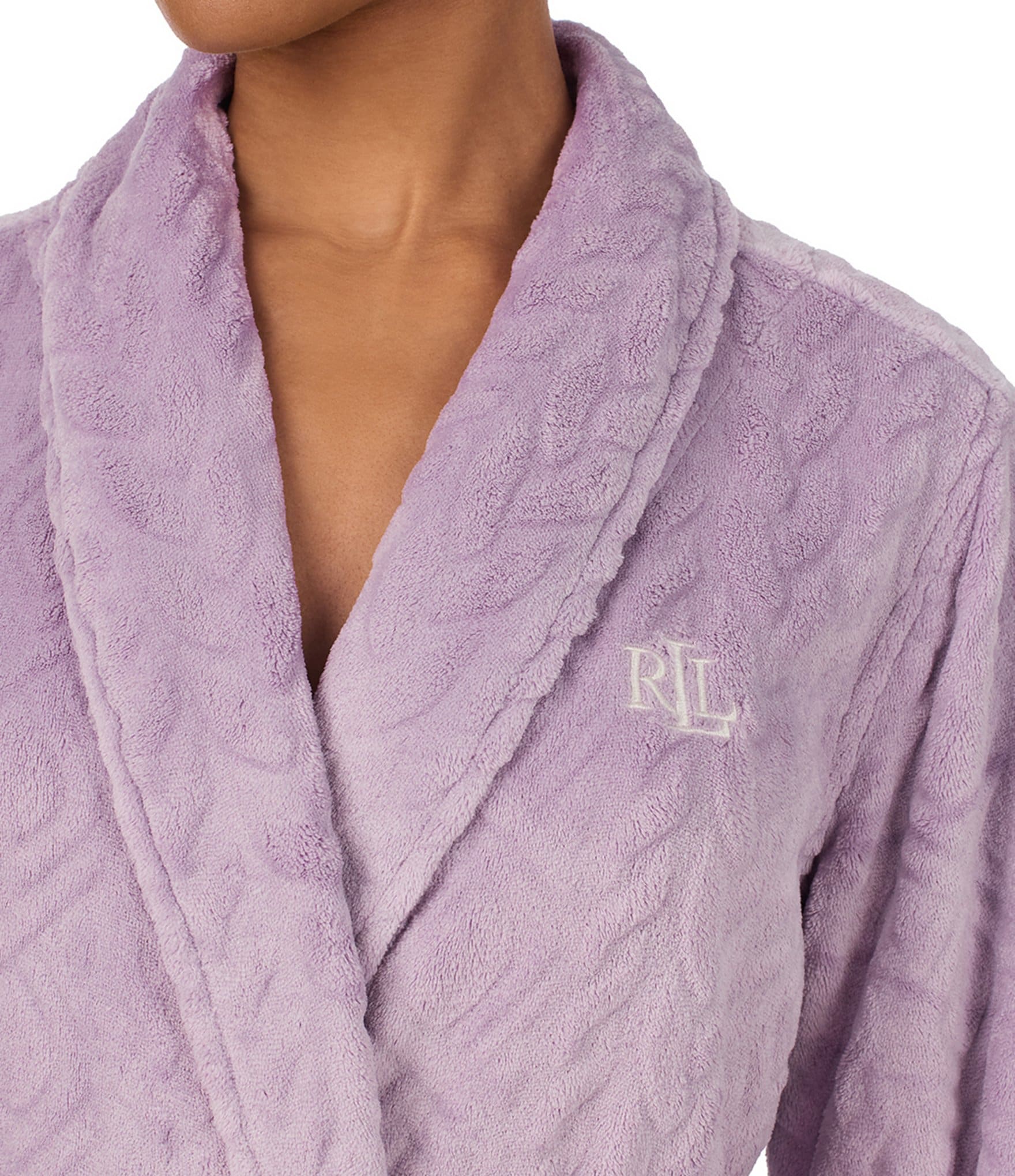 Lauren Ralph Lauren Solid Long Sleeve Shawl Collar Short Robe