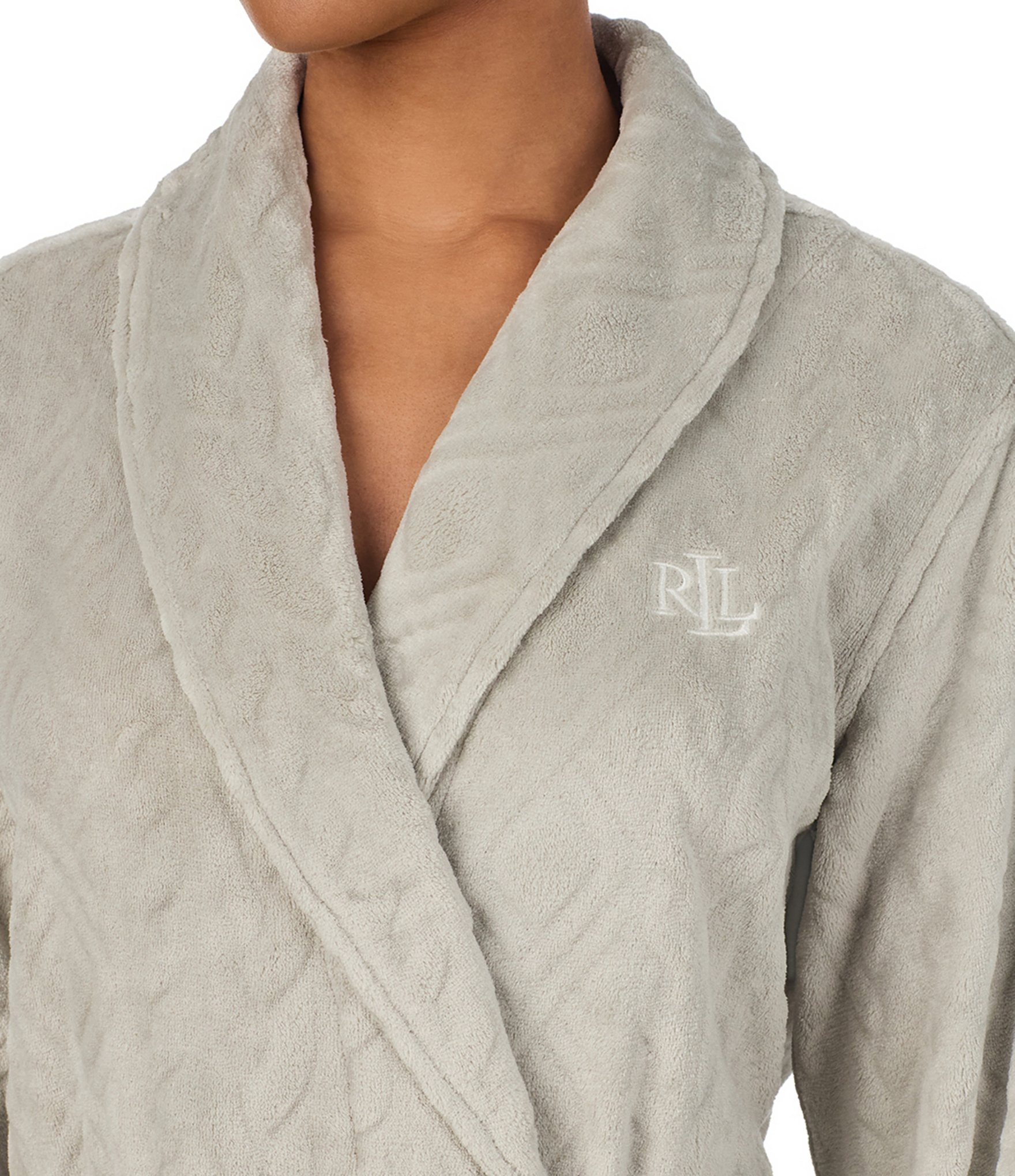 Lauren Ralph Lauren Solid Long Sleeve Shawl Collar Short Robe