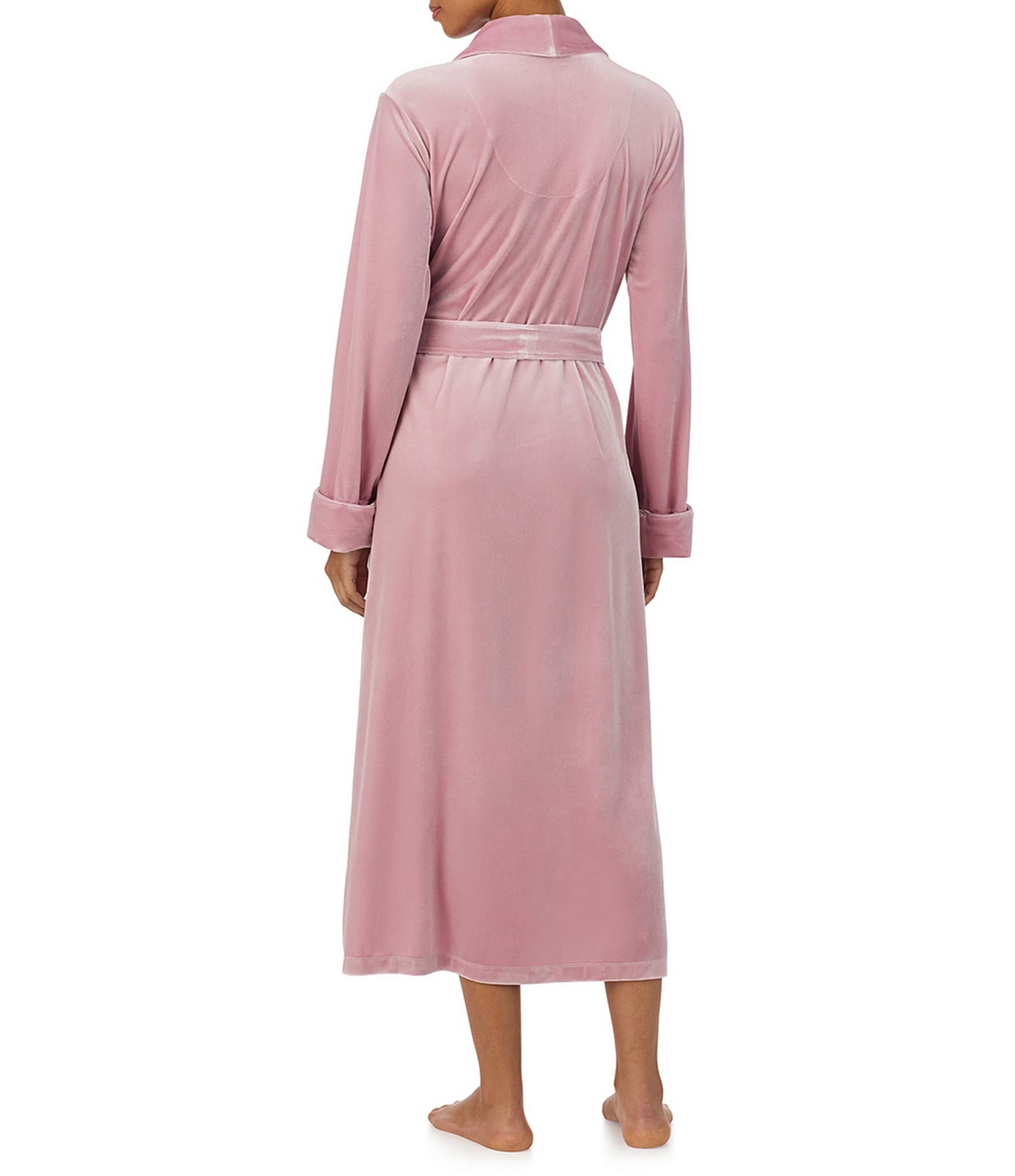 Lauren Ralph Lauren Solid Long Sleeve Shawl Collar Velvet Long Robe