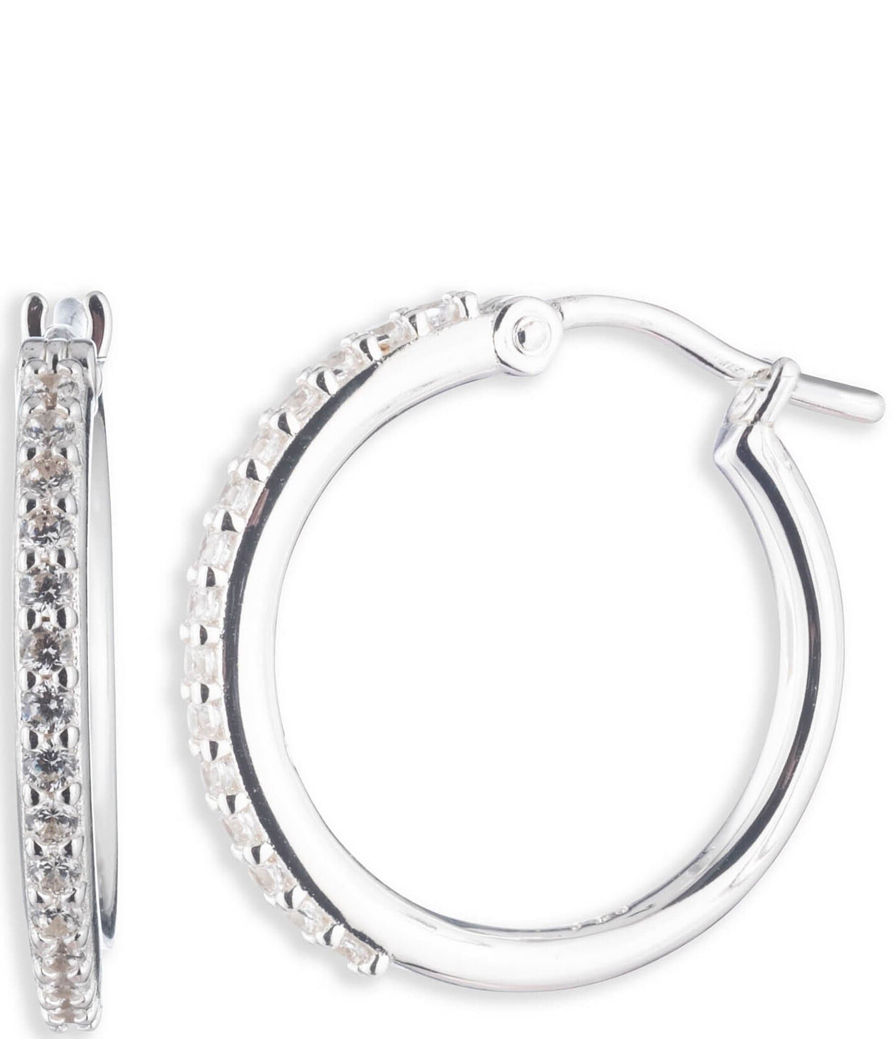 Lauren Ralph Lauren Sterling Silver 19mm Pave Crystal Hoop Earrings