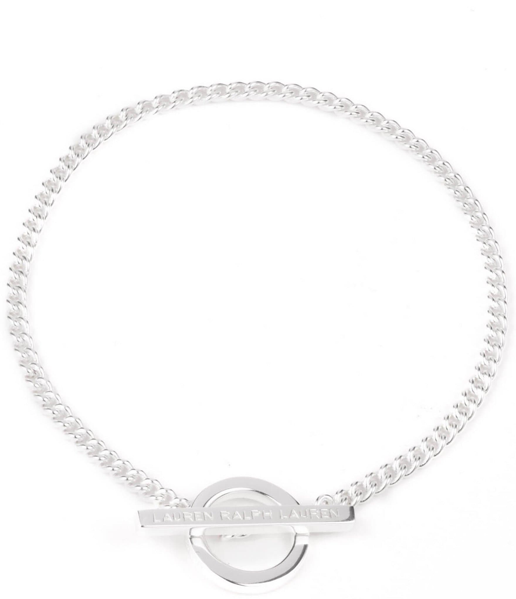 Lauren Ralph Lauren Sterling Silver Bar Logo Flex Toggle
