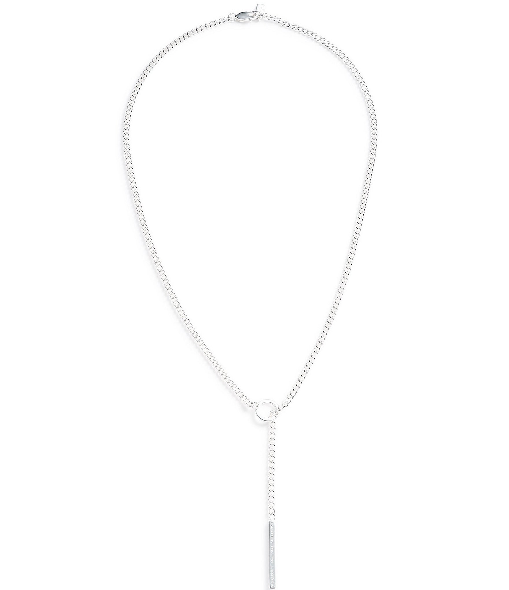 Lauren Ralph Lauren Sterling Silver Linear Logo Y Necklace