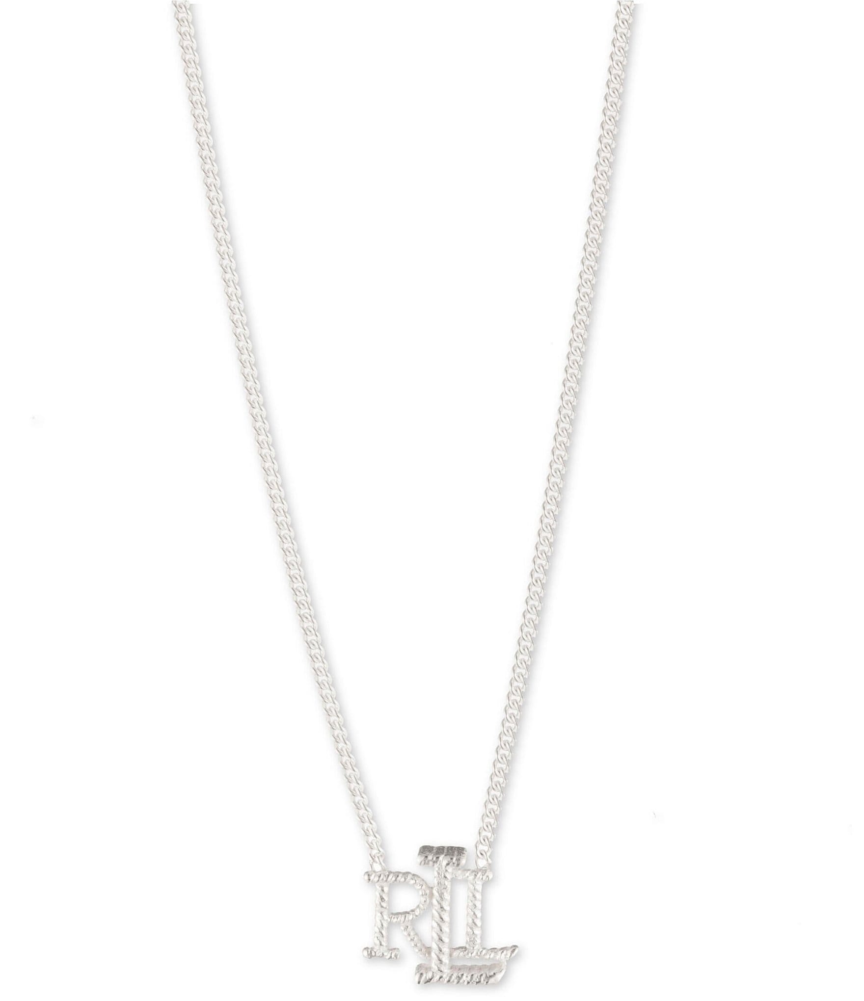 Lauren Ralph Lauren Sterling Silver LRL Logo Short Pendant Necklace ...