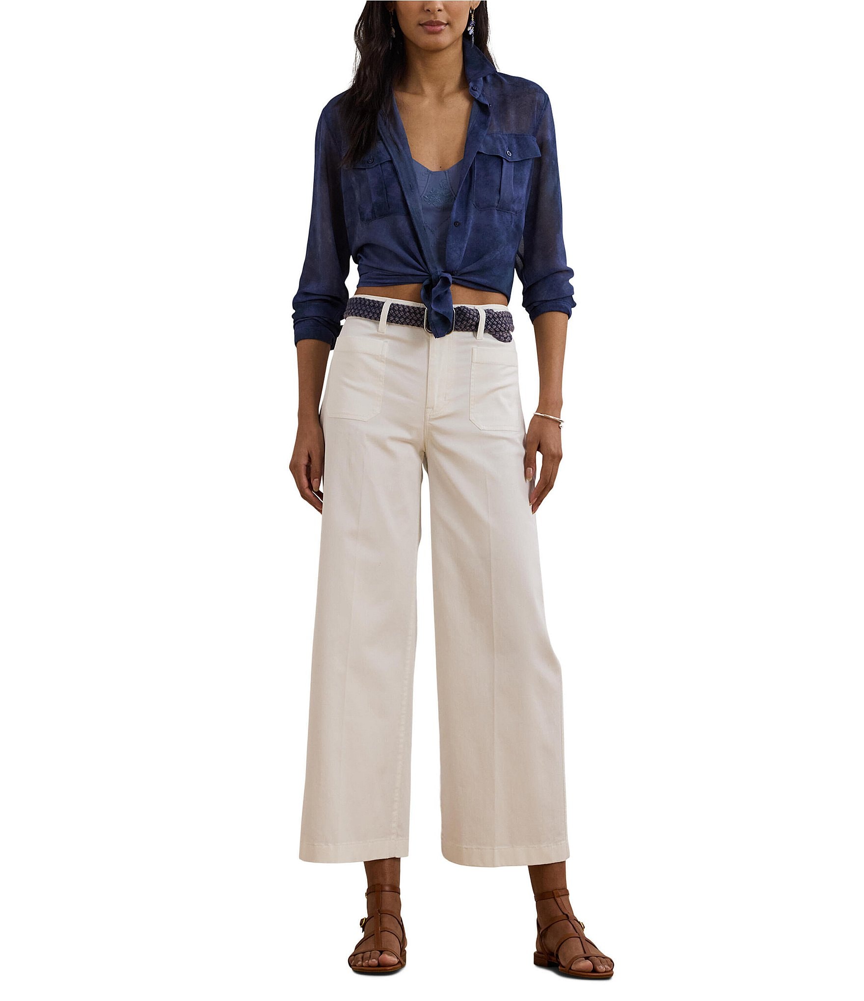 Lauren Ralph Lauren Stretch Chino Wide Leg Cropped Pants