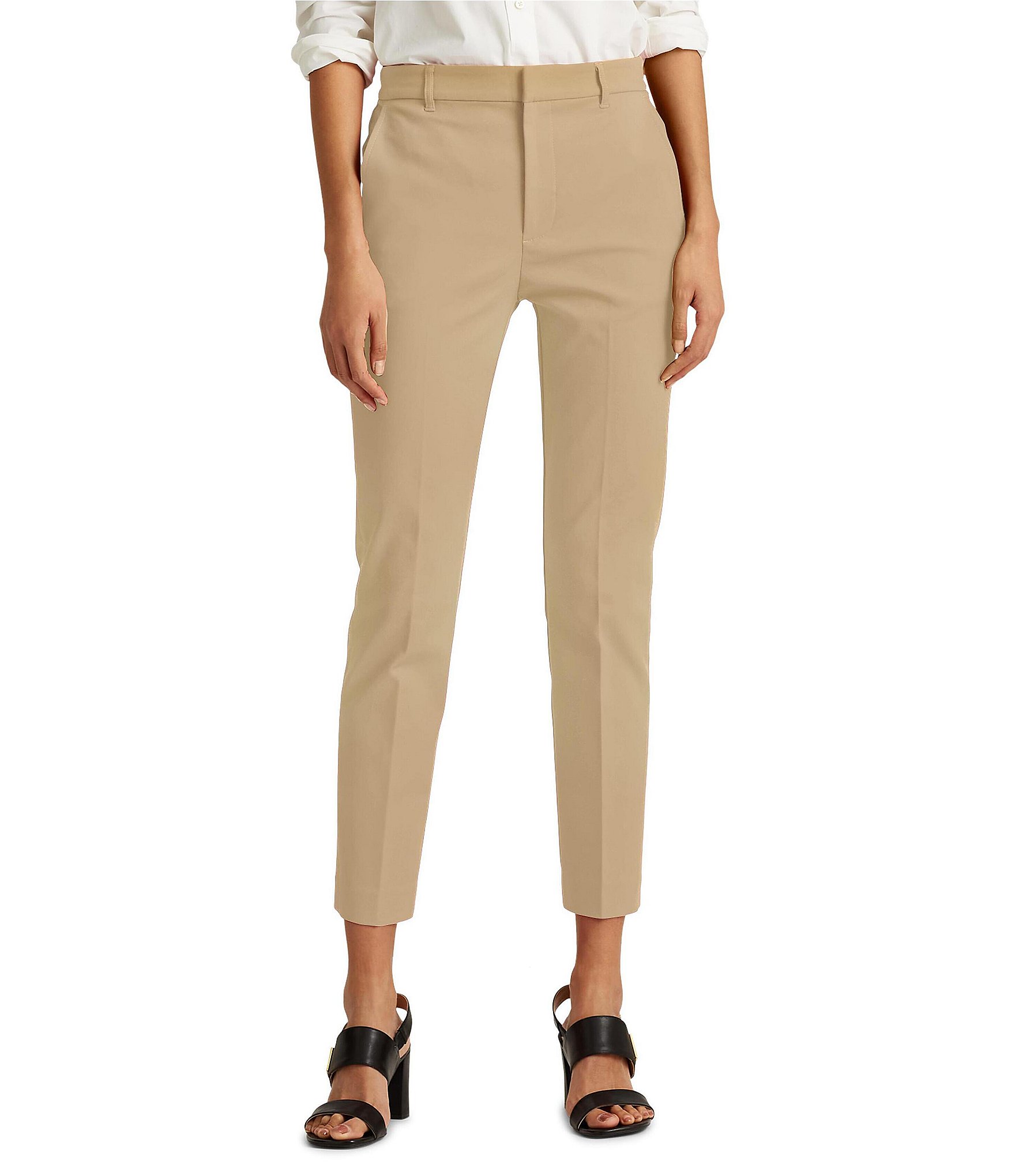 Lauren Ralph Lauren Stretch Cotton Blend Cropped Pants | Dillard's