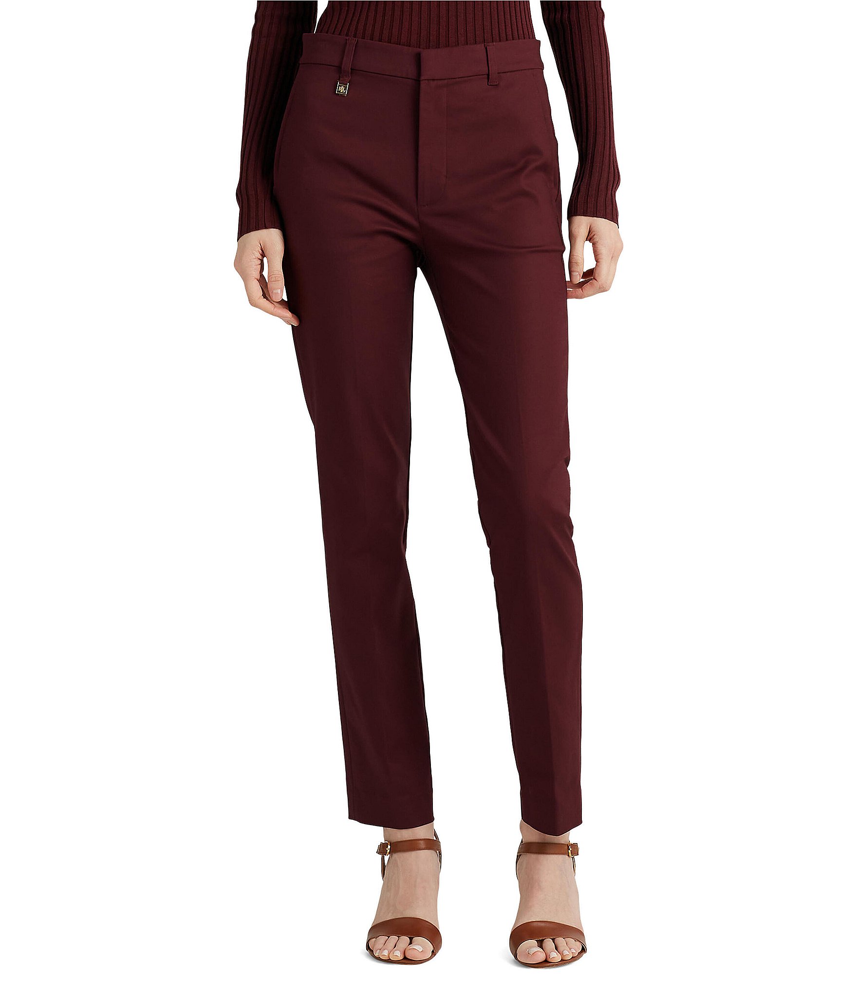 Lauren Ralph Lauren Stretch Mid Rise Cropped Ankle Straight Pants ...
