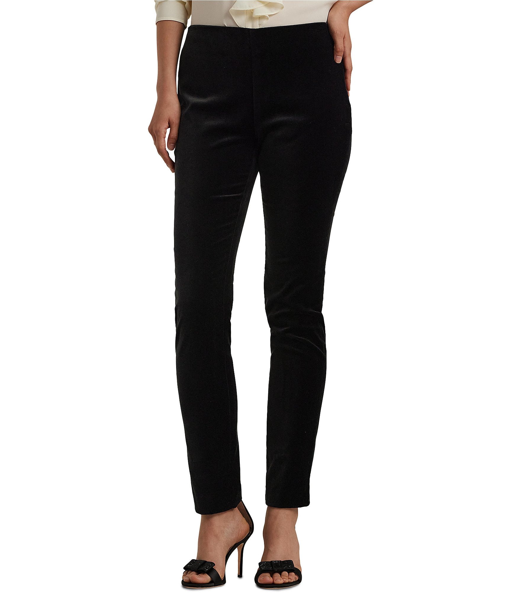 Ralph lauren black velvet pants best sale