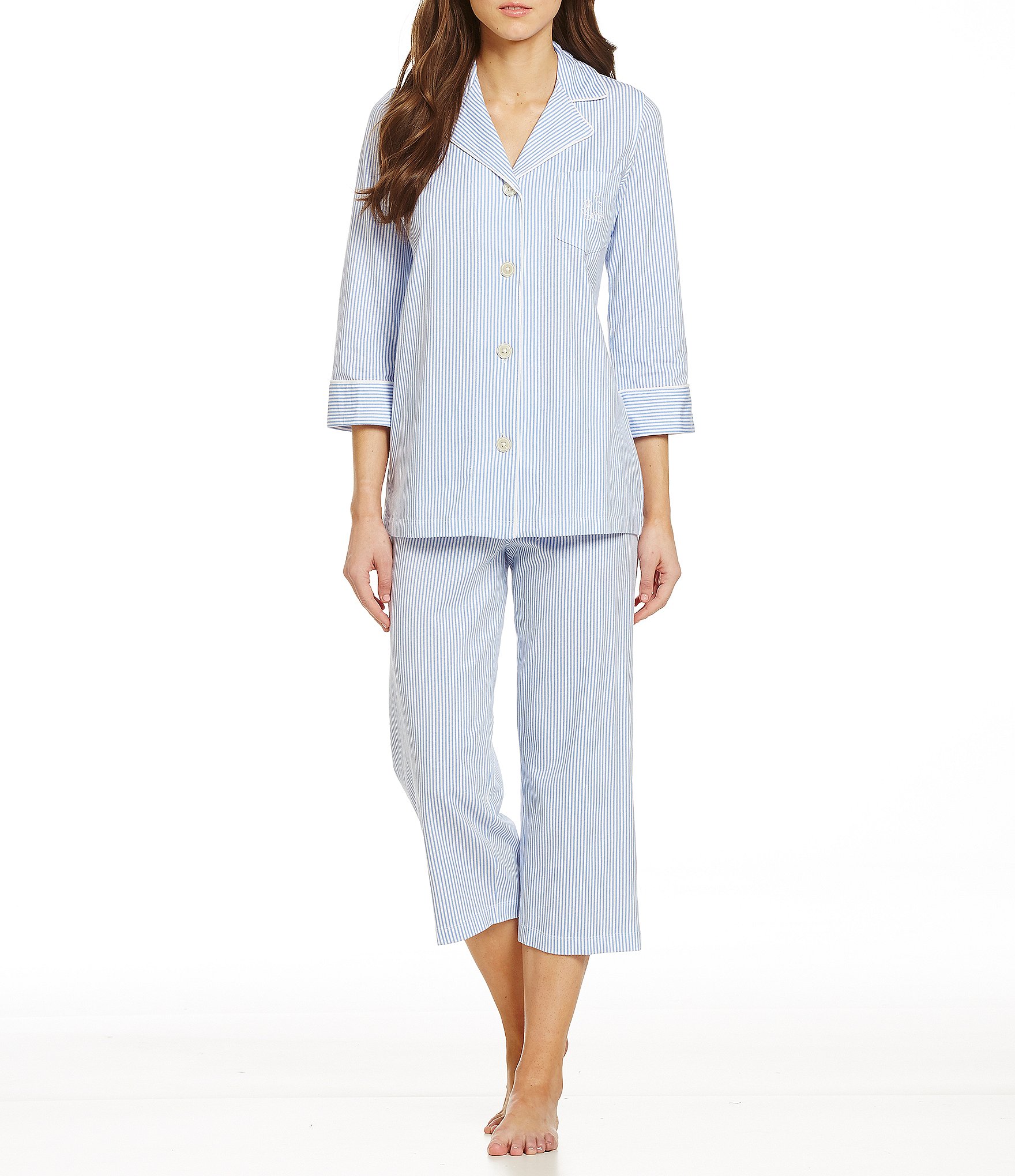 Lauren Ralph Lauren Striped Jersey Pajamas | Dillards