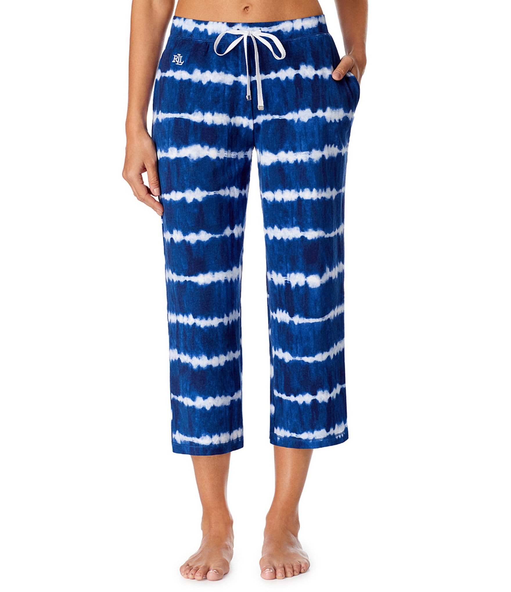 Lauren Ralph Lauren Tie Dye Print Coordinating Knit Sleep Capri Pants ...