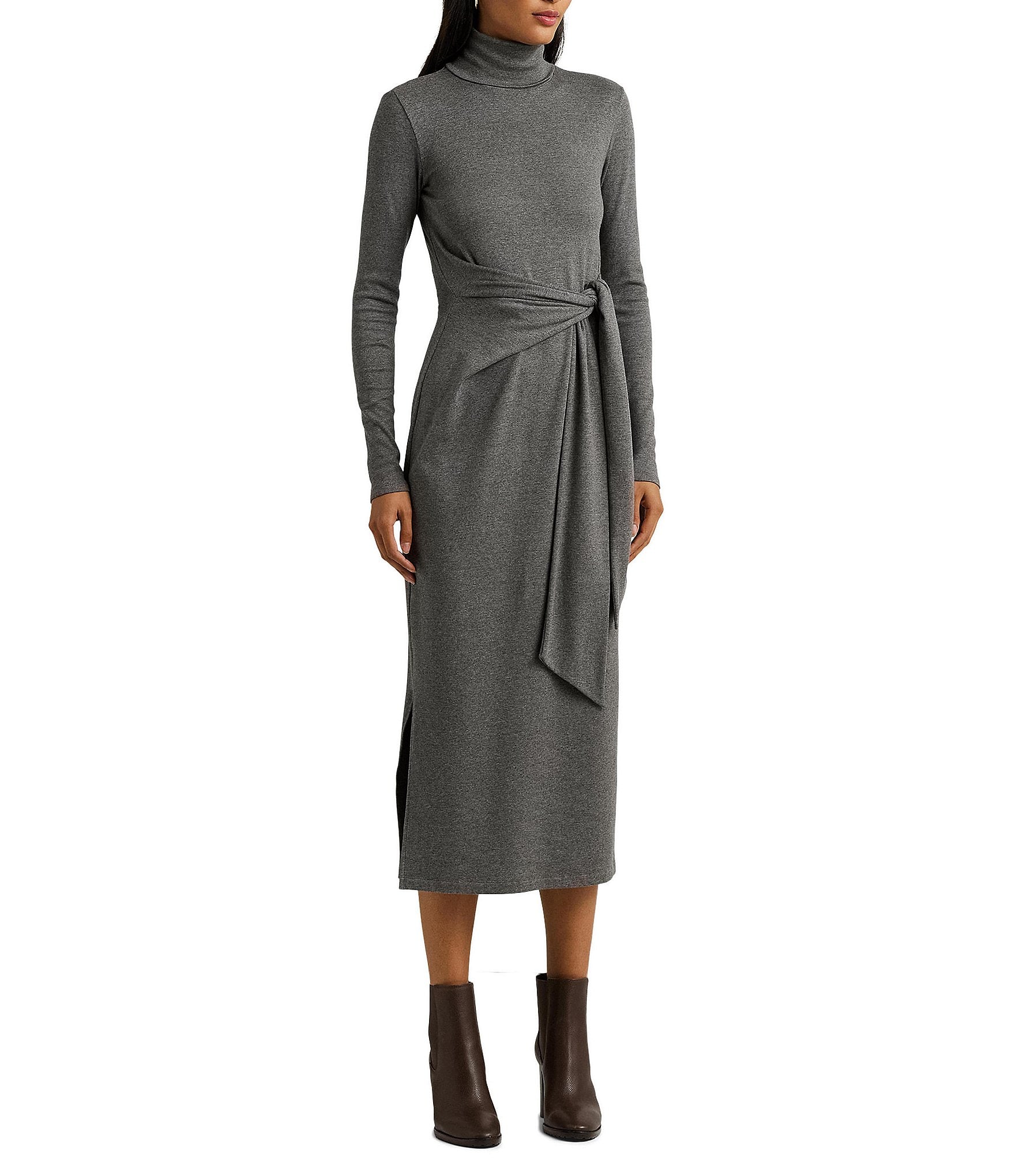 Lauren Ralph Lauren Tie Front Turtleneck Sweater Dress | Dillard's