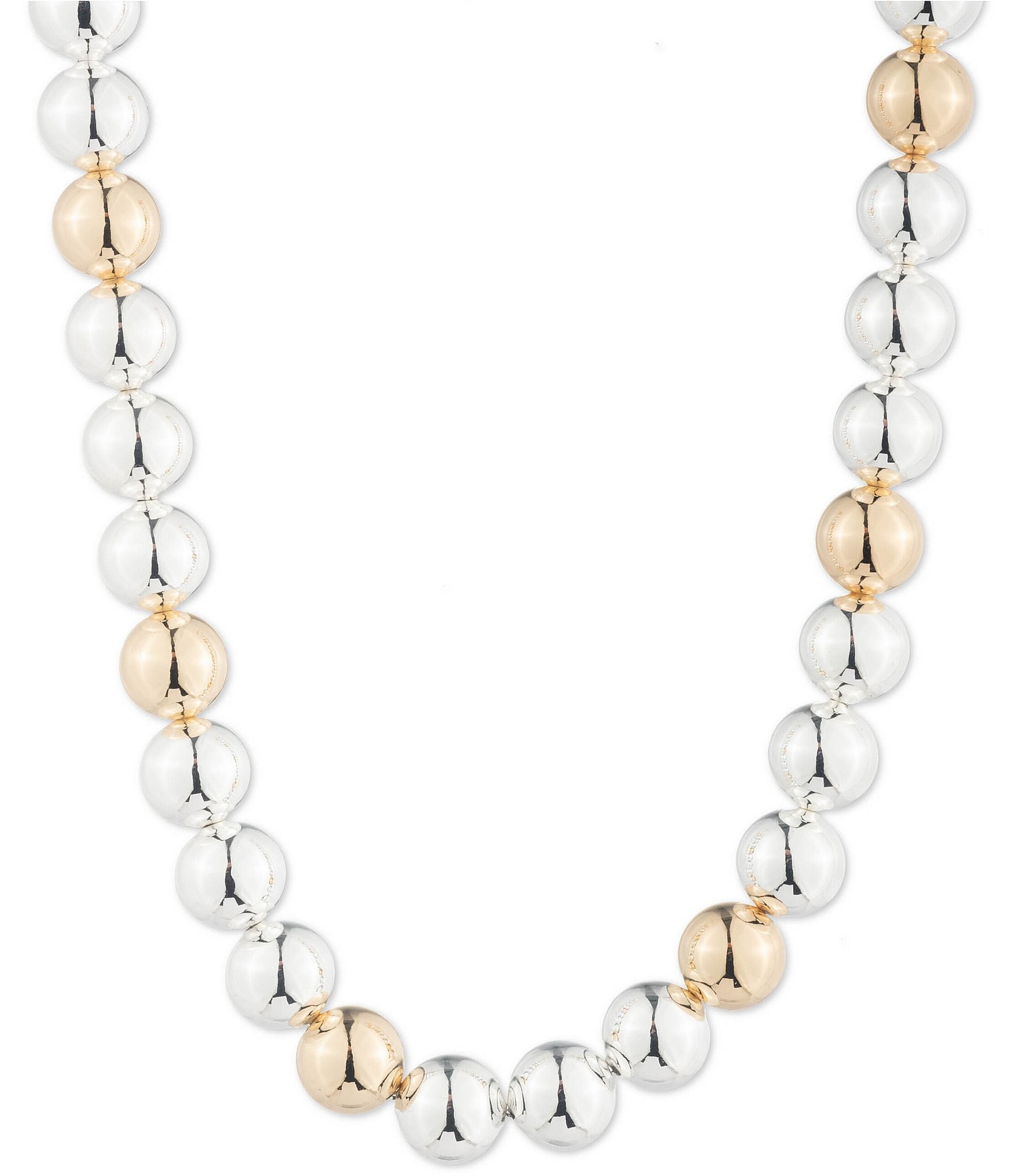 Anne Klein Gold Tone White Pearl Chain Frontal Collar Necklace