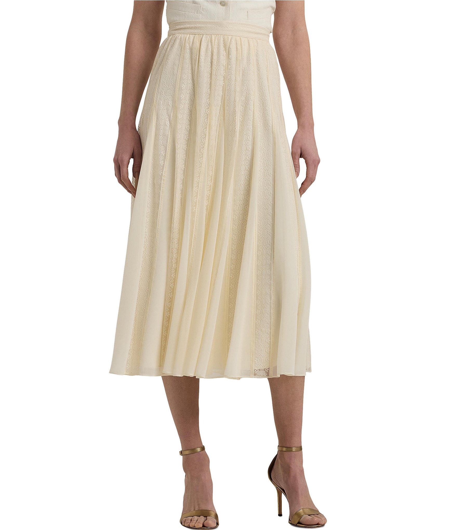 Lauren Ralph Lauren Vantrice Lace A-Line Midi Skirt | Dillard's