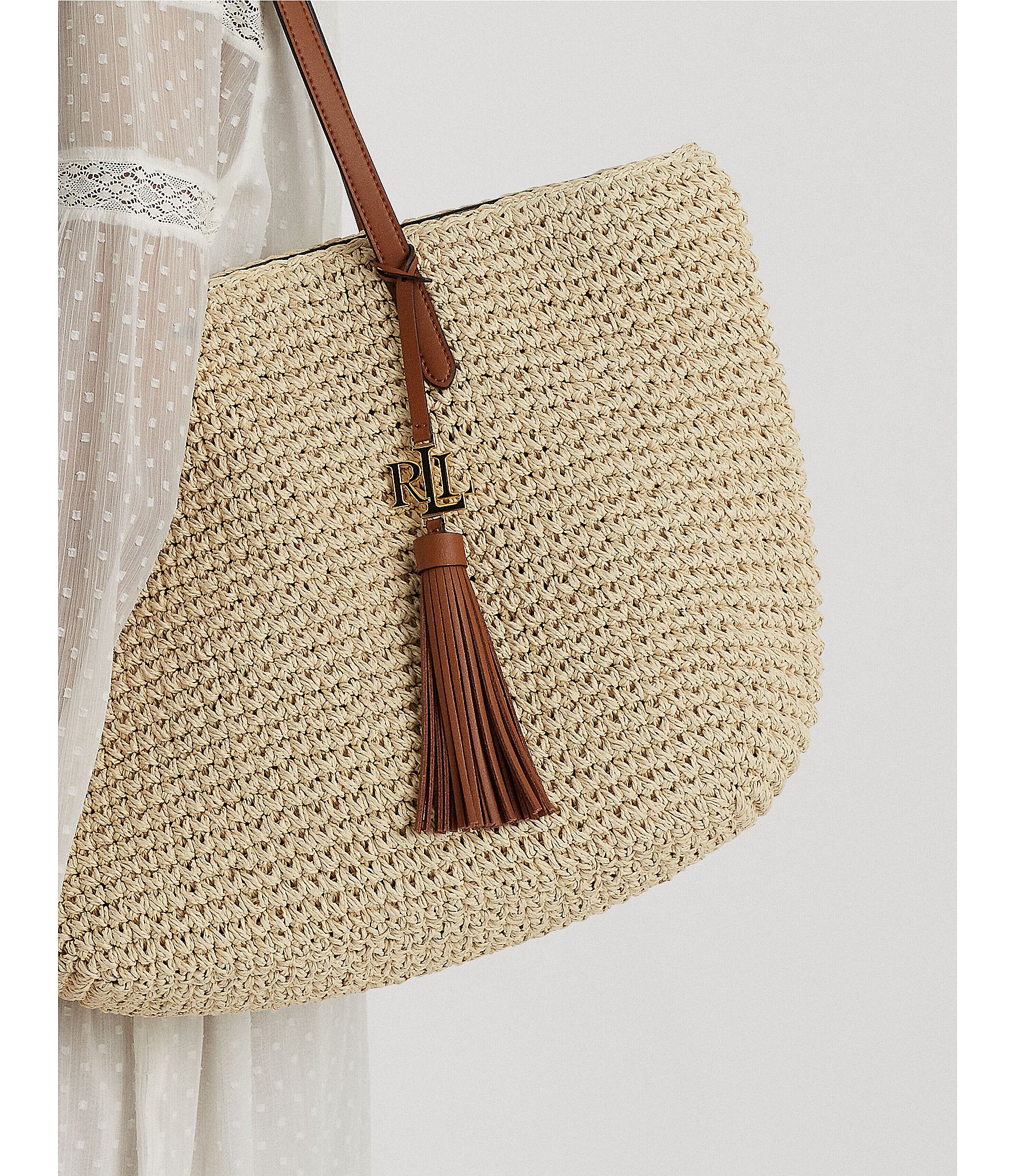 Lauren Ralph Lauren Whitney Medium Straw Tote Bag