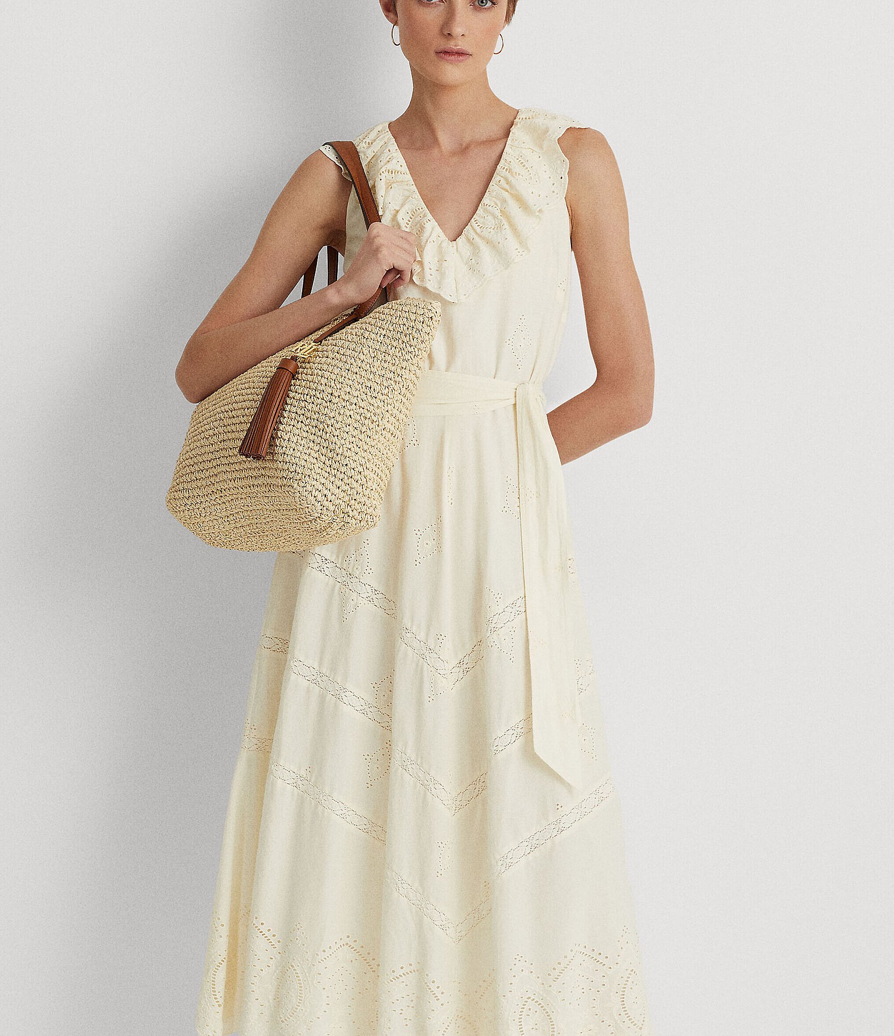 Lauren Ralph Lauren Whitney Medium Straw Tote Bag