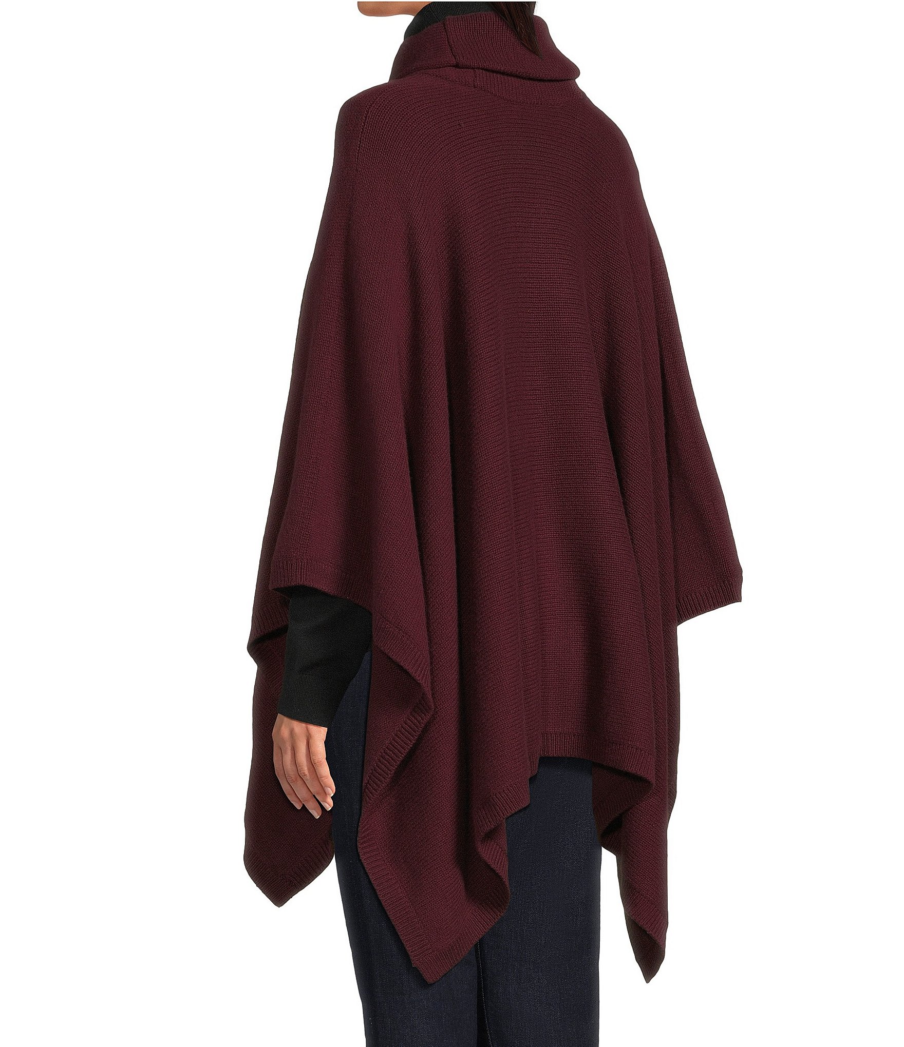 Lauren Ralph Lauren Wool Blend Buckle Trim Sweater Poncho