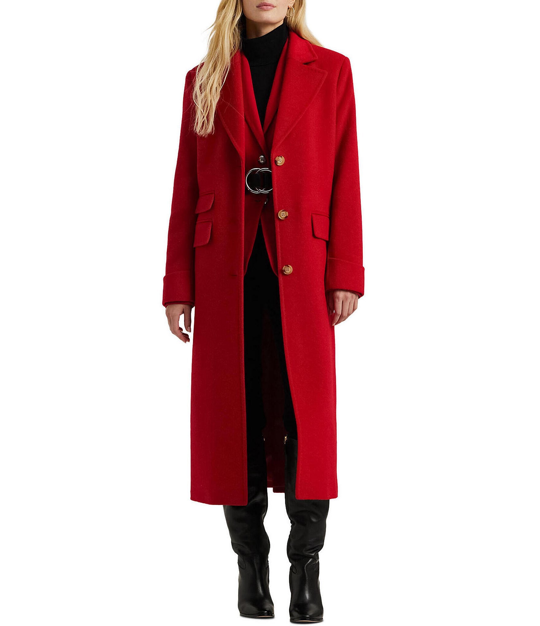 Lauren Ralph Lauren Wool Blend Notch Collar Single Breasted Coat