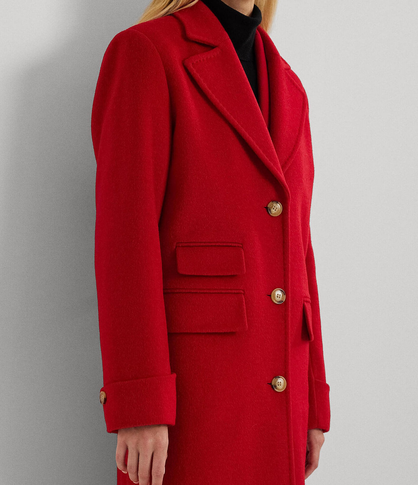 Lauren Ralph Lauren Wool Blend Notch Collar Single Breasted Coat