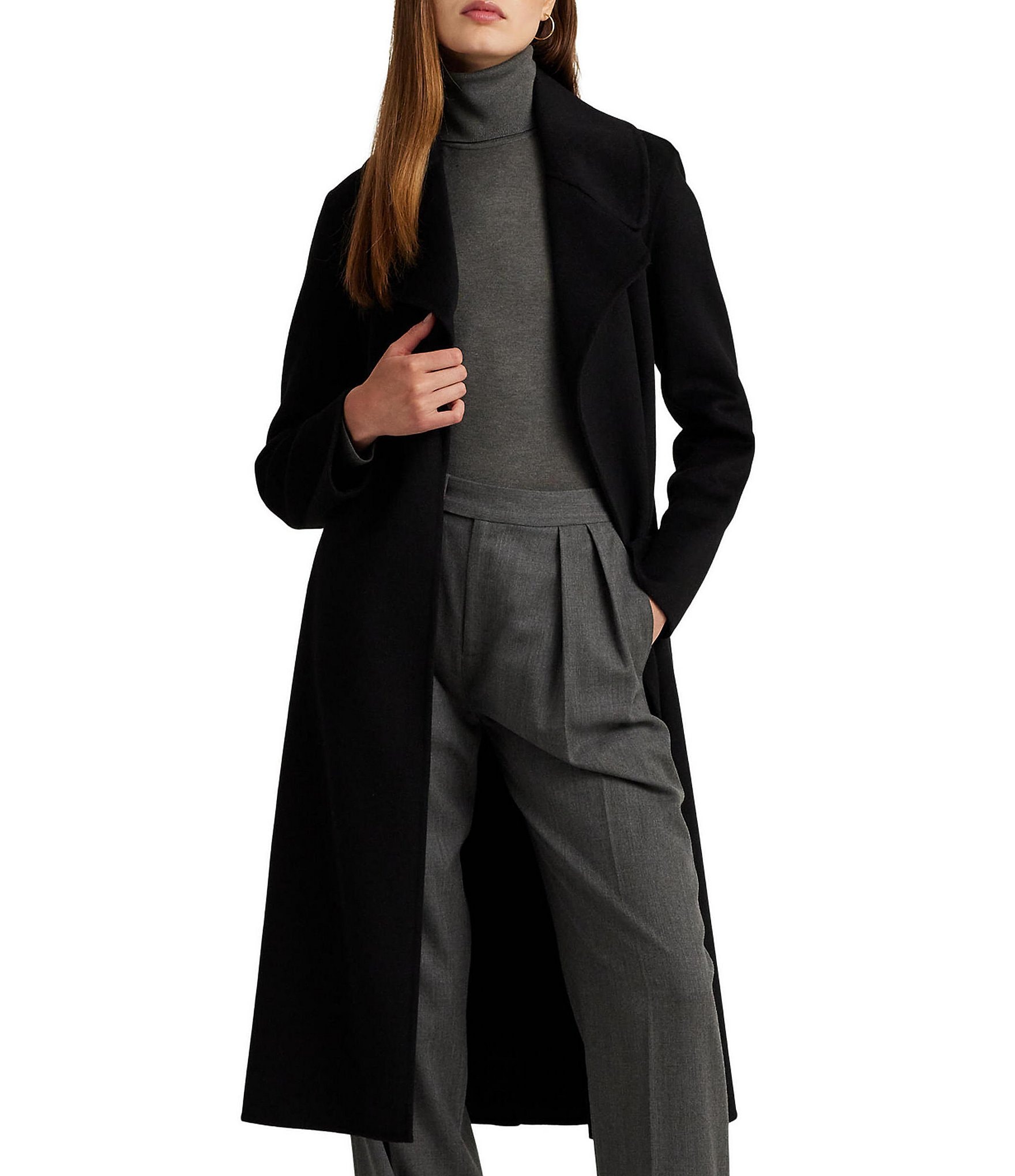 Lauren Ralph Lauren Wool Blend Wrap Long Sleeve Coat | Dillard's