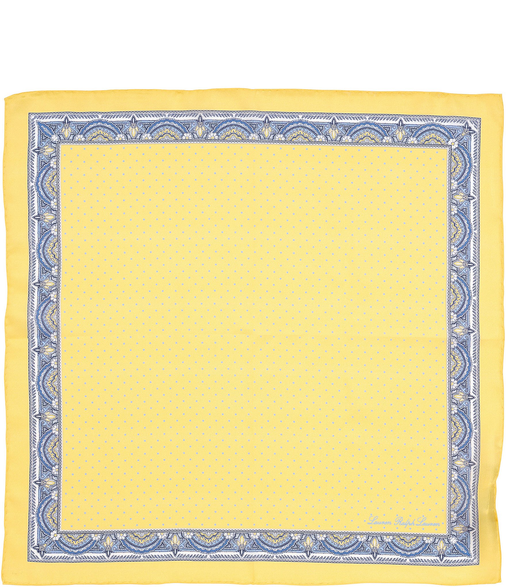 Lauren Ralph Lauren Yellow Dot Silk Square Scarf