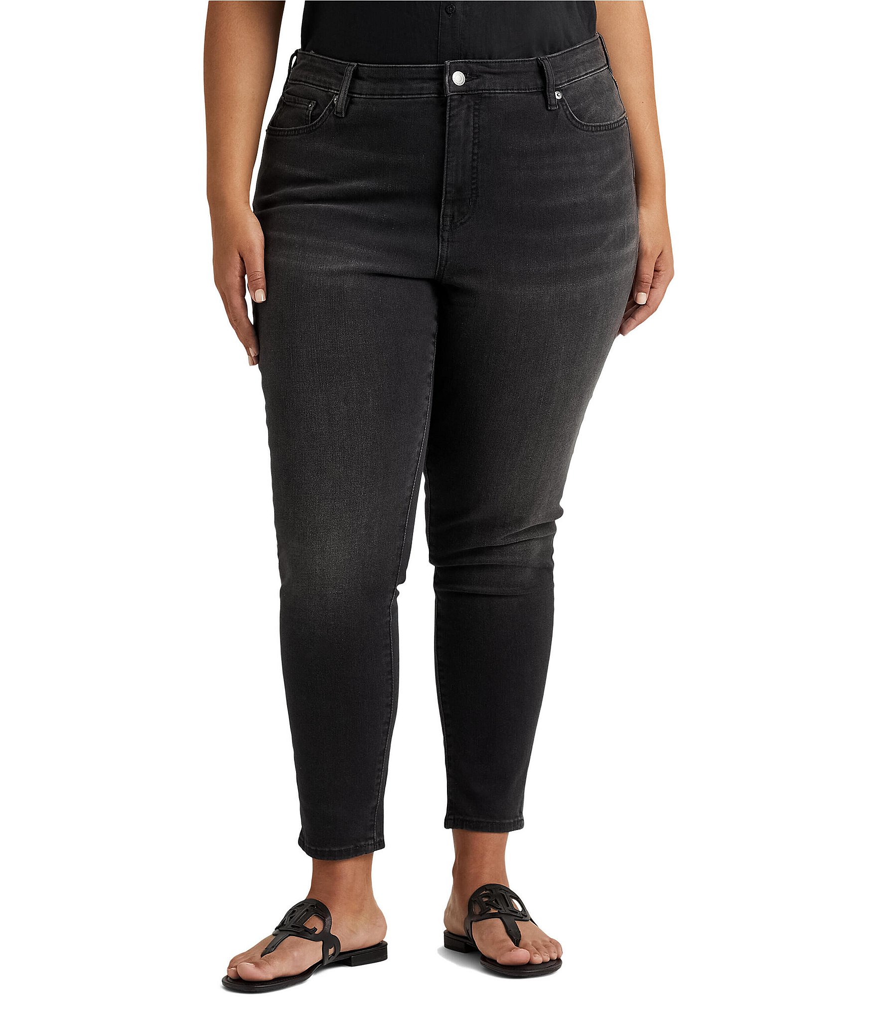 Lauren Ralph Lauren Plus Size High Rise Skinny Leg Ankle Slimming Jeans ...
