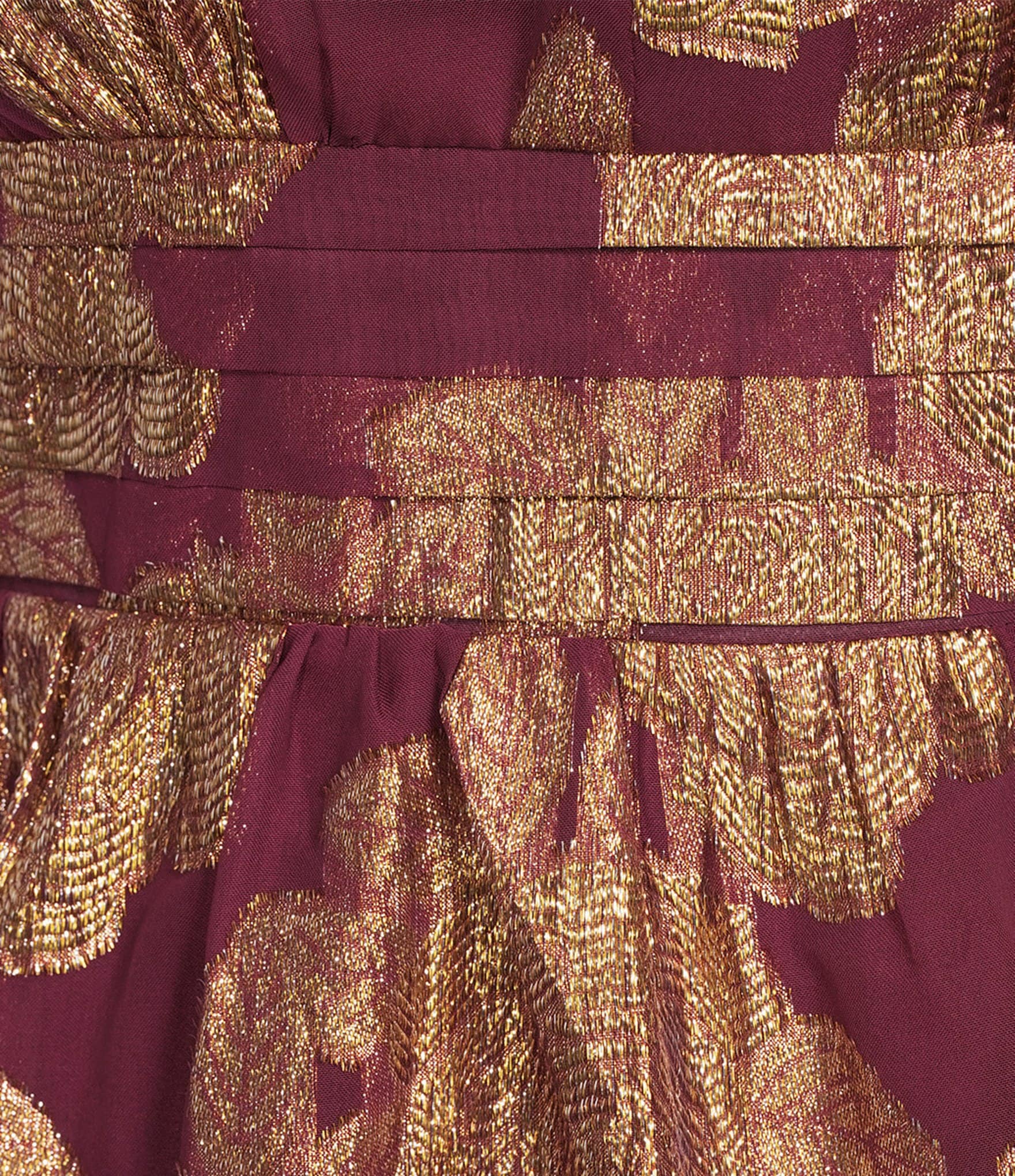 Layered With Love Plus Size Foil Print Chiffon V-Neck Long Sleeve Ruffle Tiered A-Line Dress