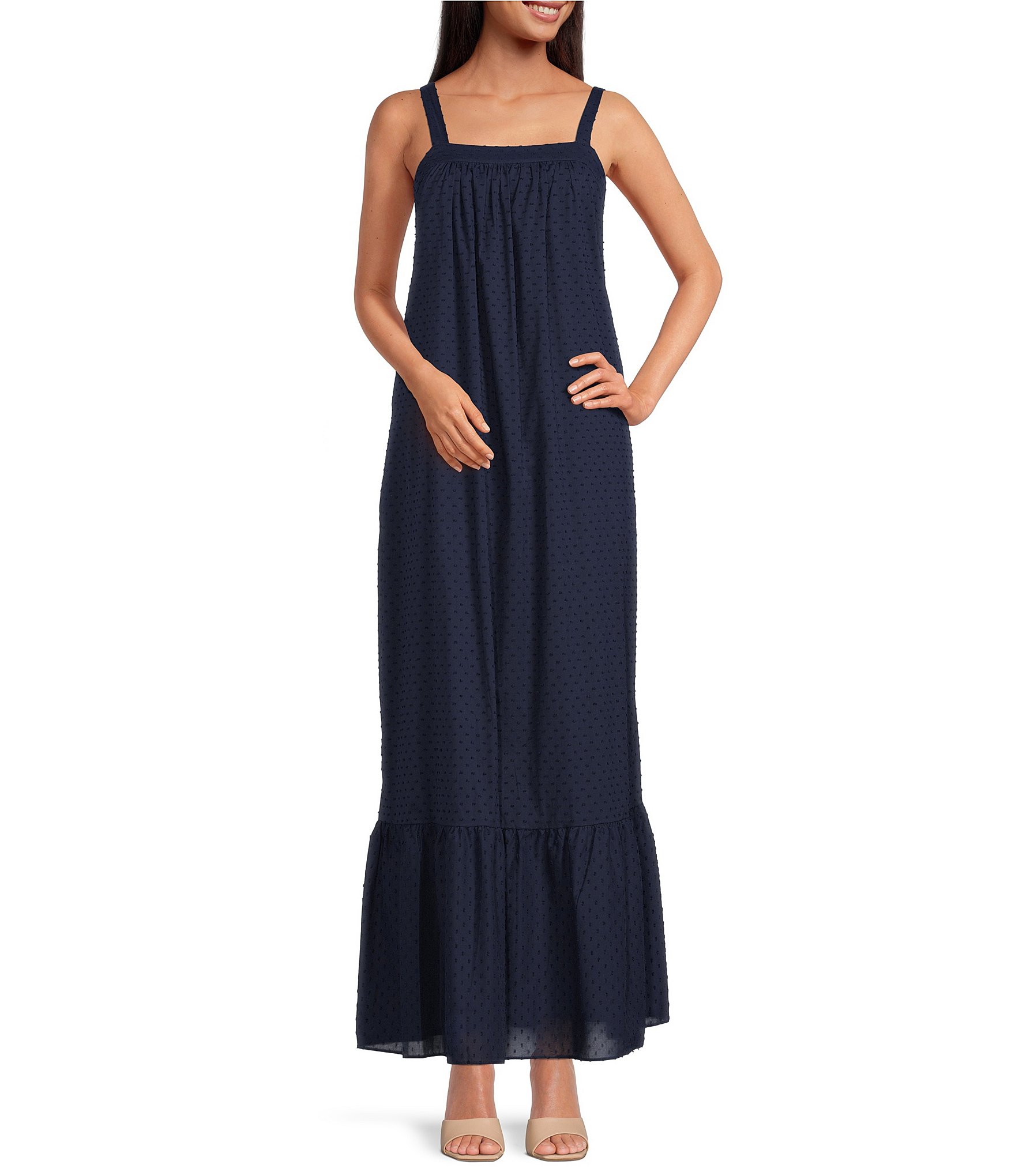 LDT Blair Square Neck Sleeveless Tiered Waistless Maxi Dress | Dillard's