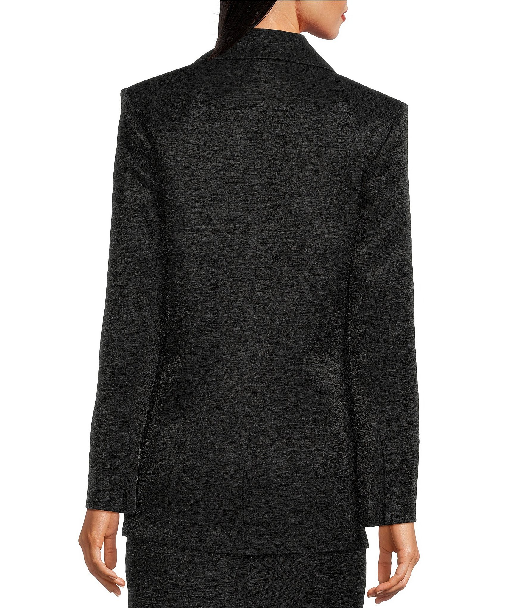 Le' AL.X Crinkle Notch Lapel Long Sleeve Button Front Coordinating Blazer