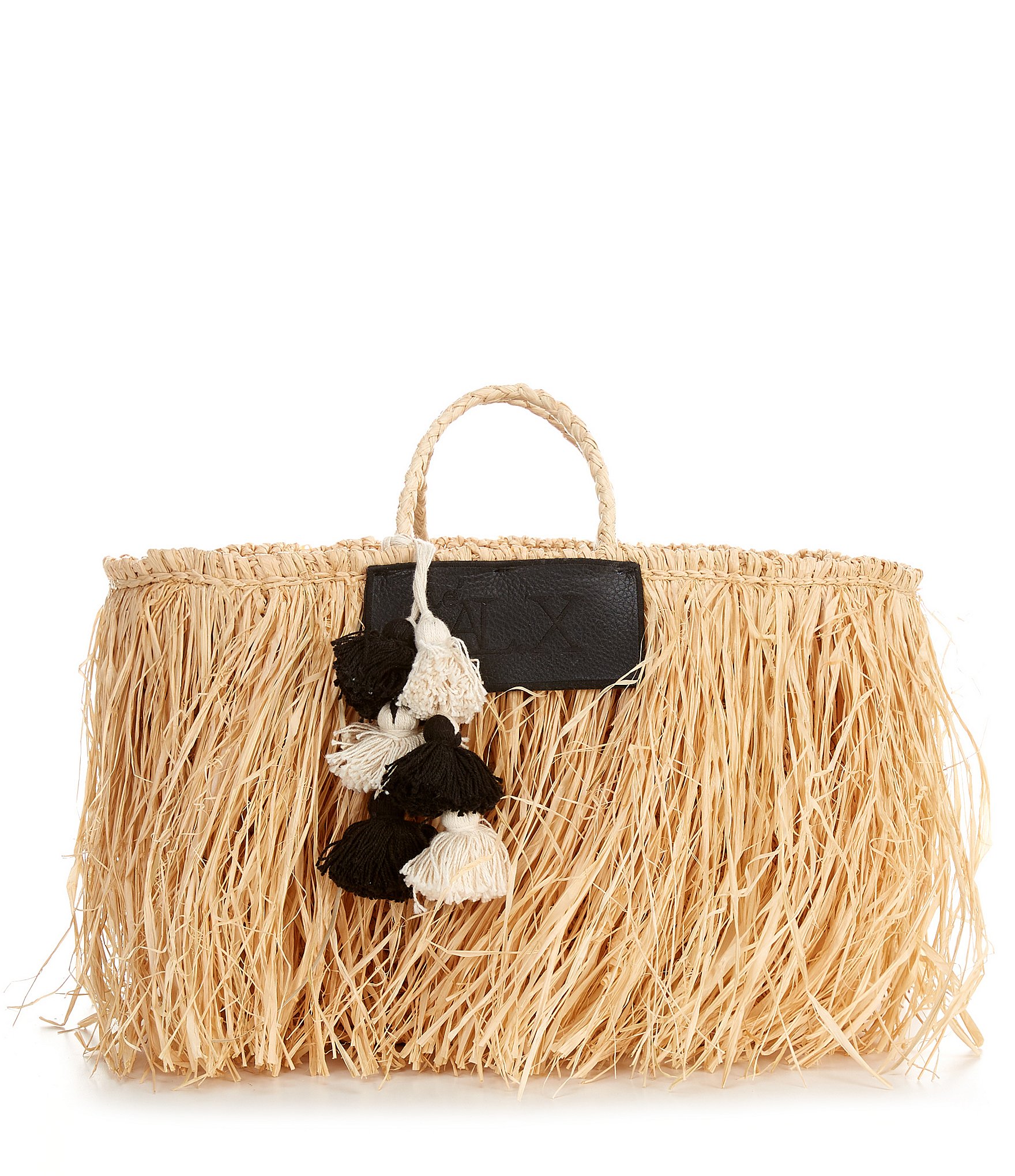 Le' AL.X Logo Straw Fringe Tassel Raffia Basket Bag | Dillard's