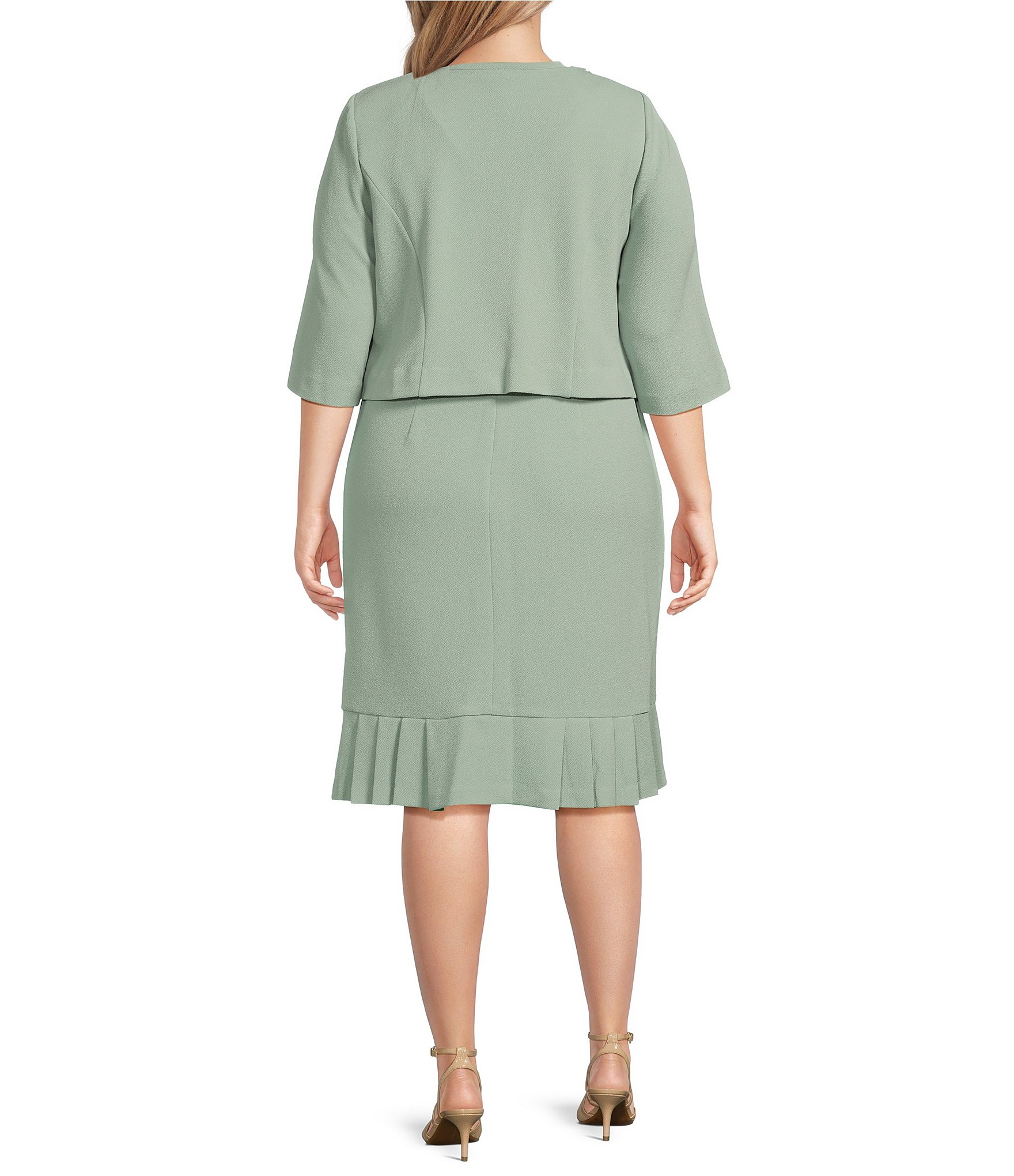 Le Bos Plus Size Pleated Hem 2-Piece Jacket Dress