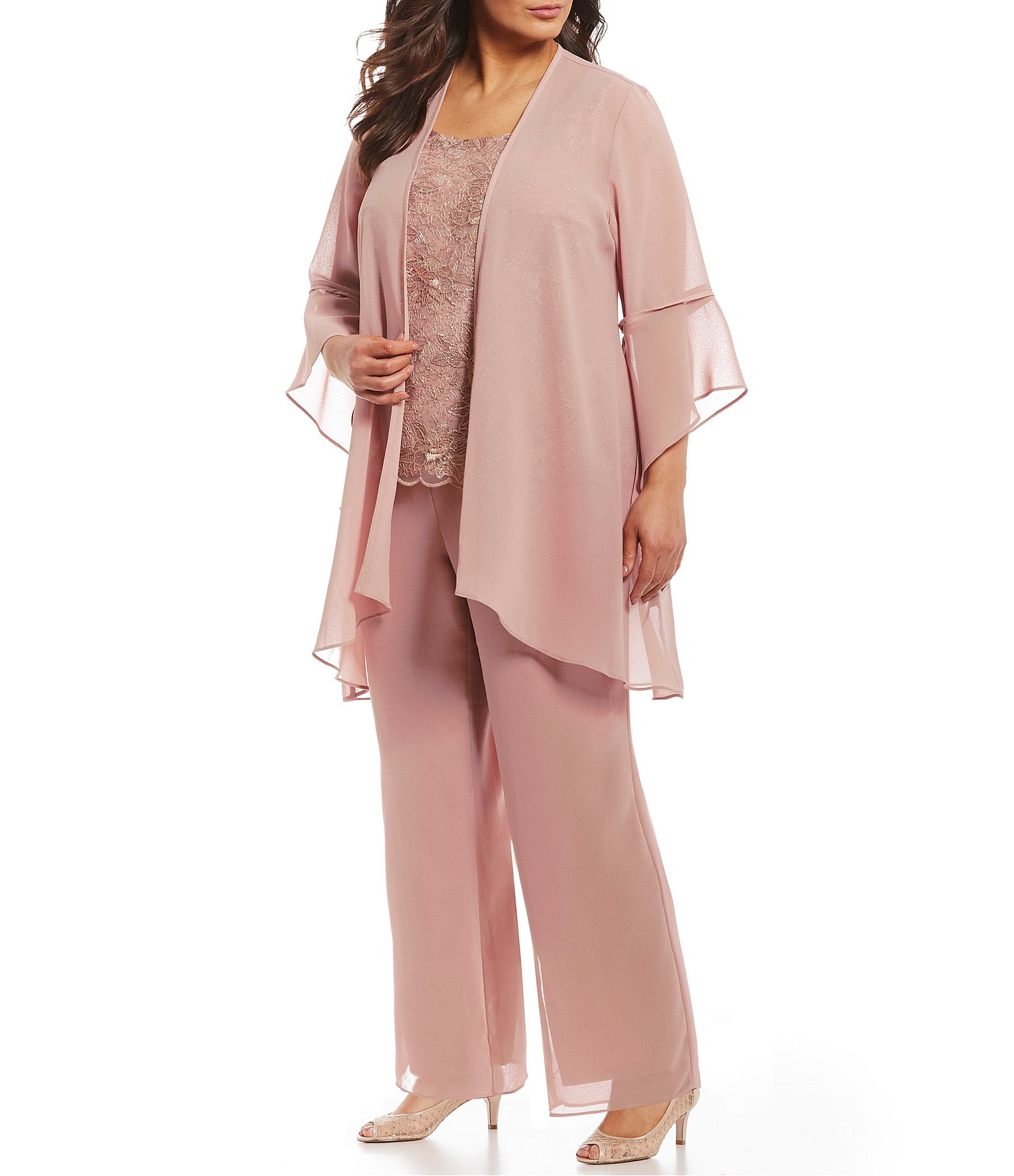 Flycurvy  Plus Size Pant Suits for Daily Essentials and Mother of the Bride