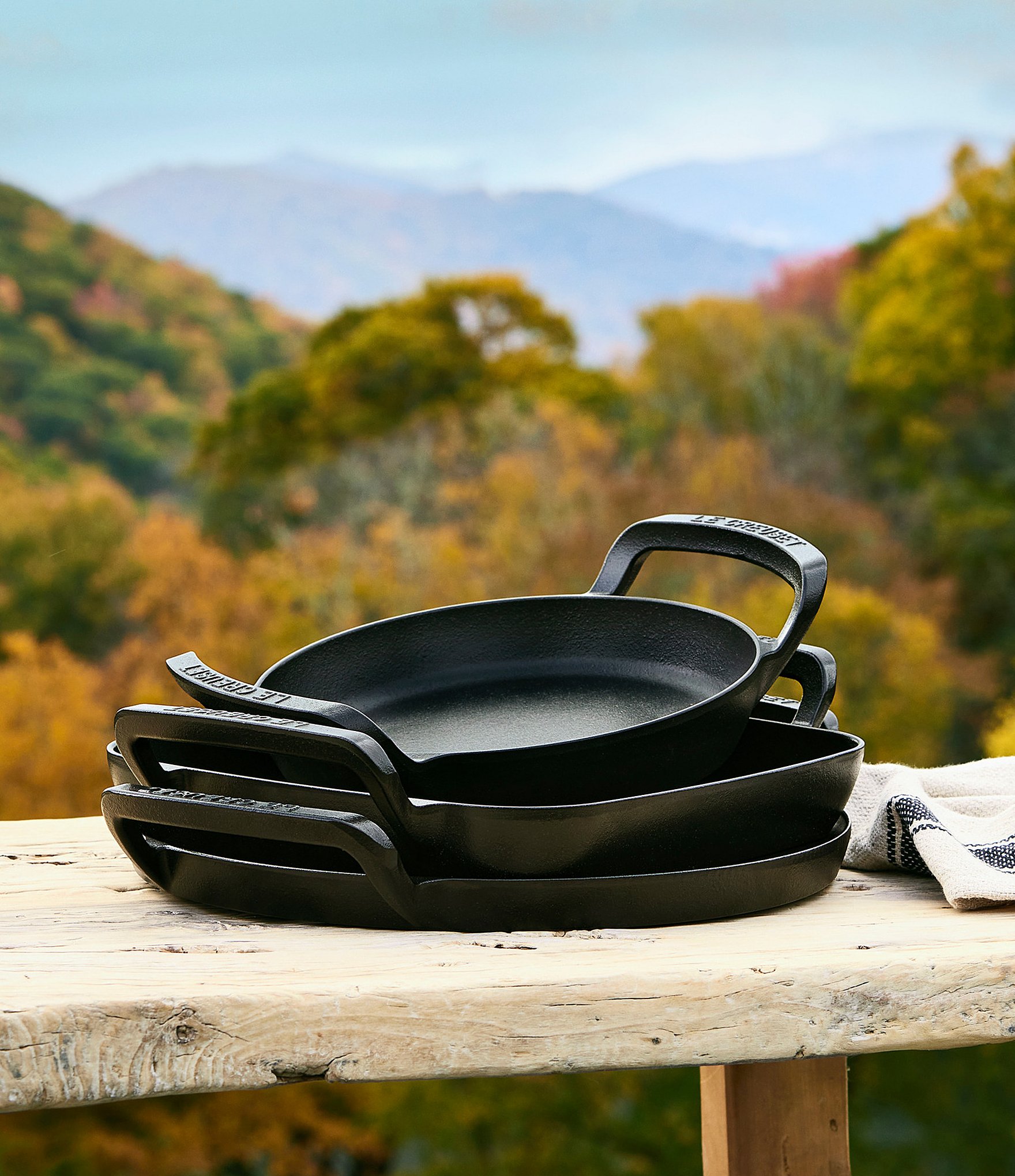 Le Creuset 10#double; Enameled Cast Iron Alpine Outdoor Skillet