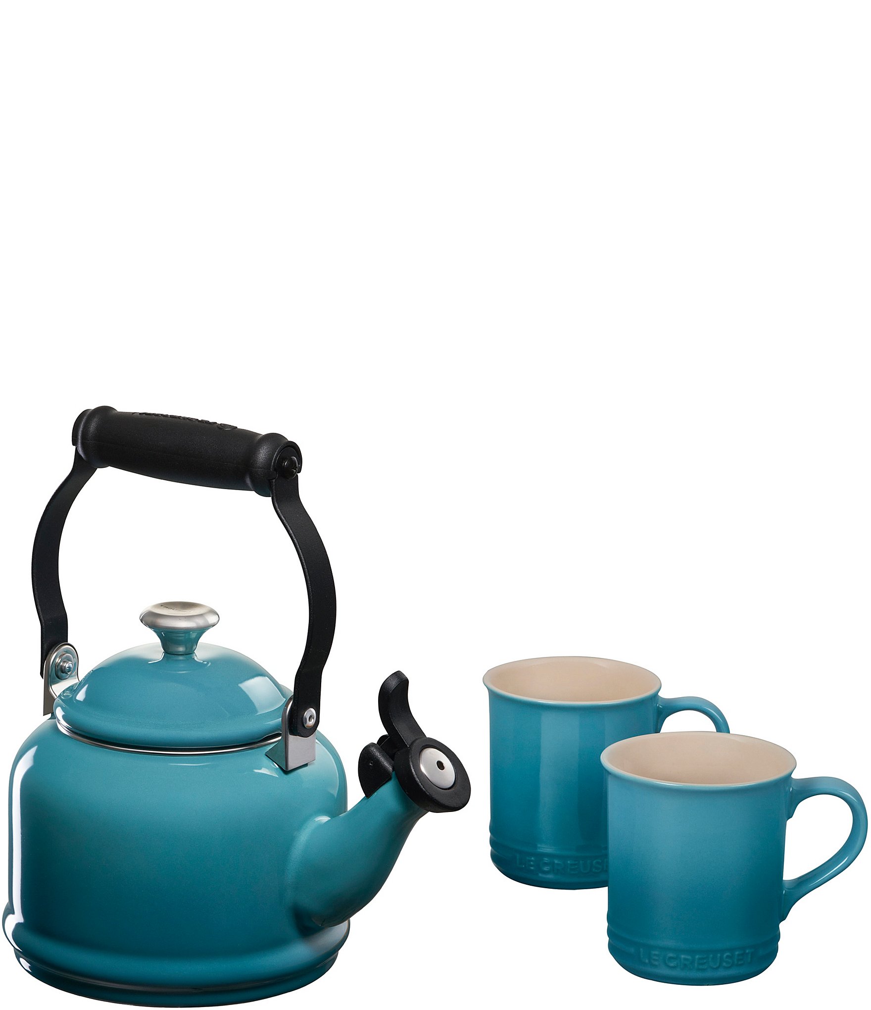 Le Creuset Demi Kettle w/ Stainless Steel Knob and Mugs Set