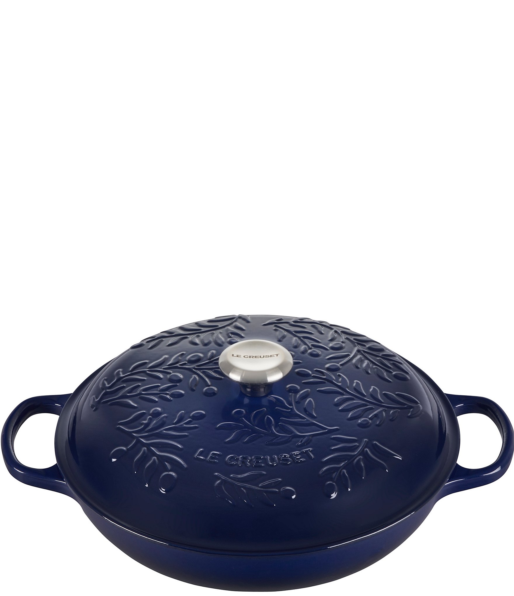 Le Creuset Enameled Cast Iron Braiser with an Olive Leaf Pattern