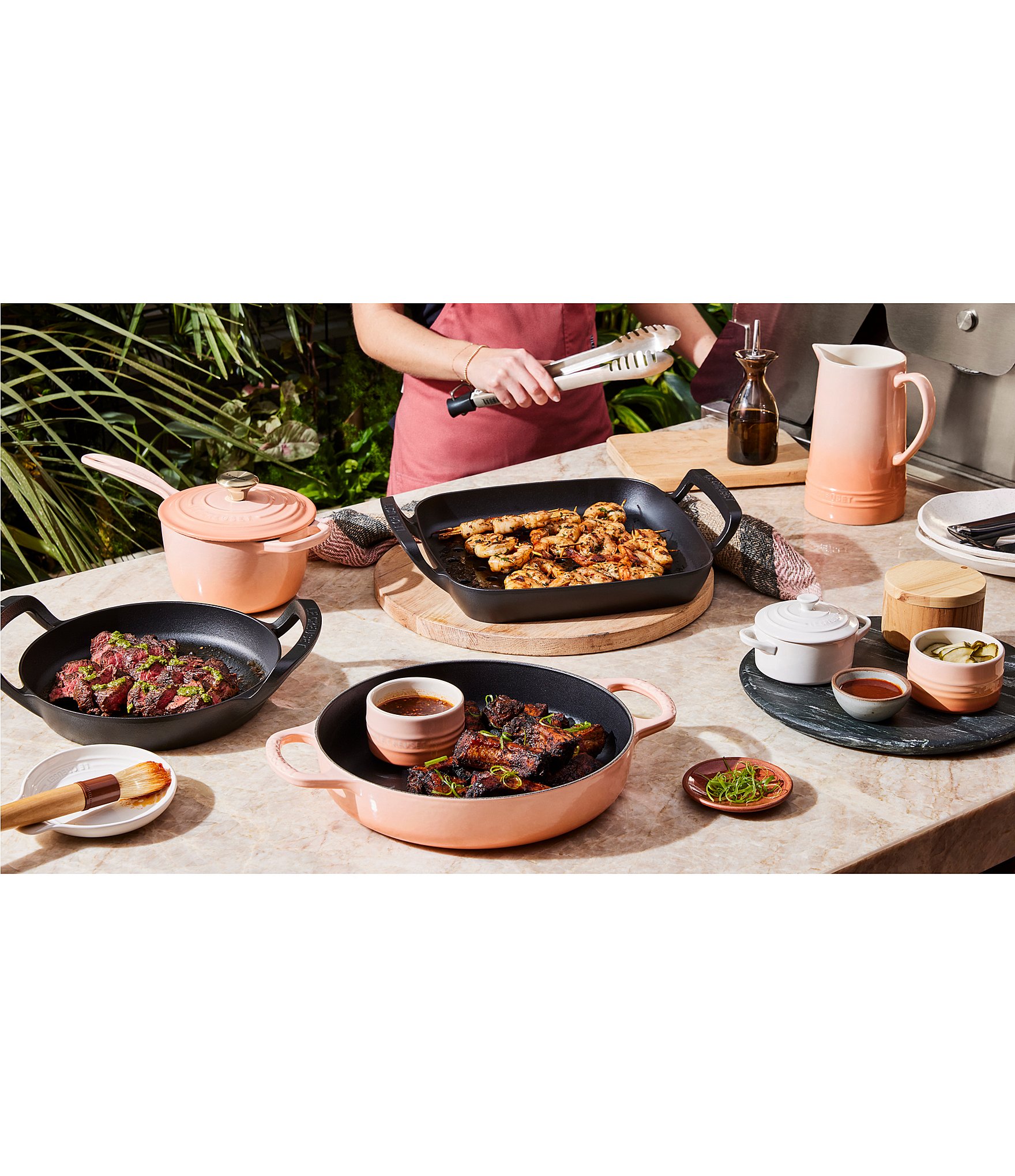 Le Creuset Signature 1.75-Quart Enameled Cast Iron Saucepan with Light Gold Knob - Peche