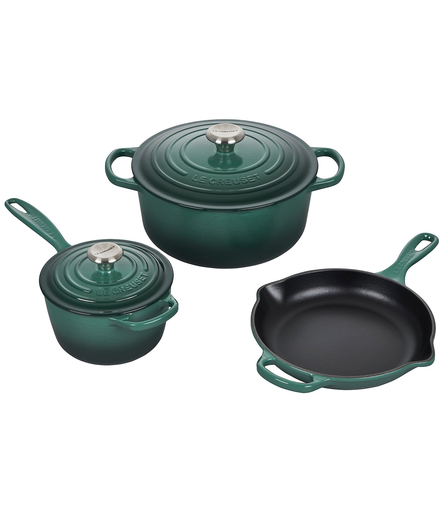 Le Creuset Signature Cast-Iron 5-Piece Cookware Set with Stainless ...