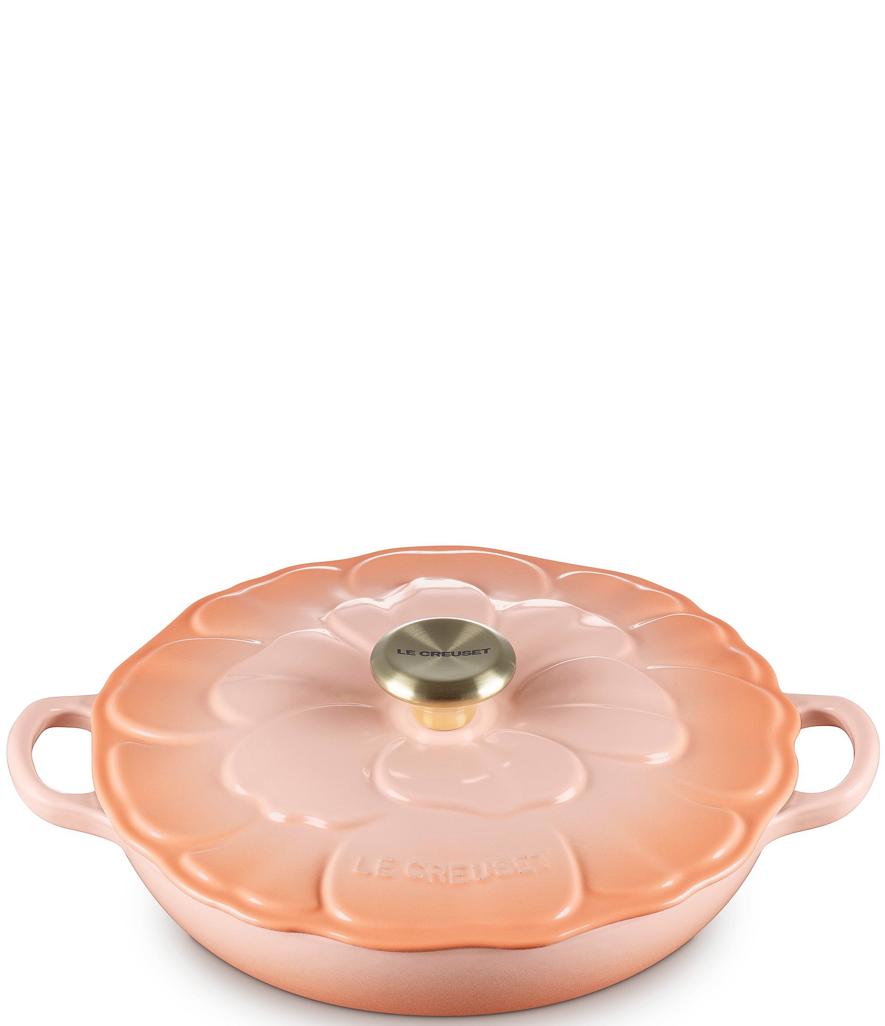 Le Creuset Signature Enameled Cast Iron White with Gold Knob Petal Braiser, 2.25qt. | Dillard's