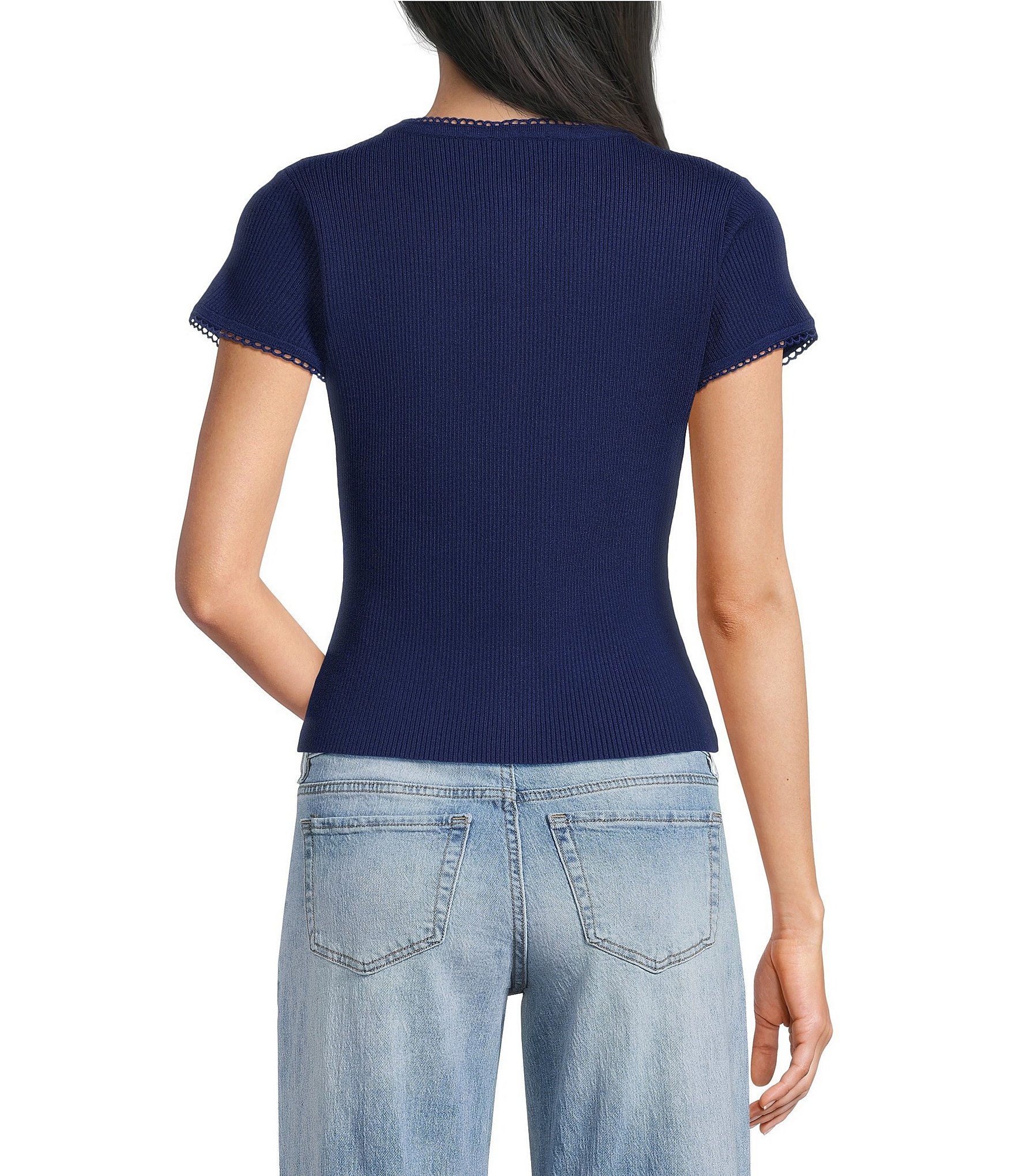 Le Lis Button Front Short Sleeve Top