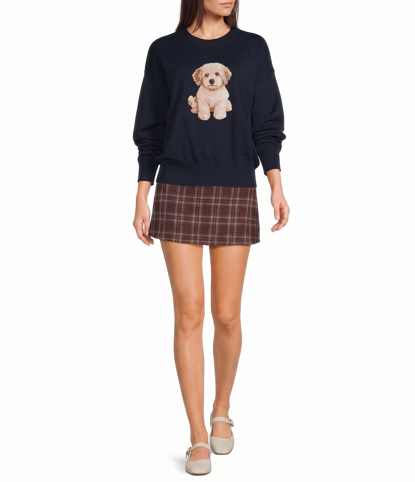 Le Lis Doodle Long Sleeve Crewneck Sweater
