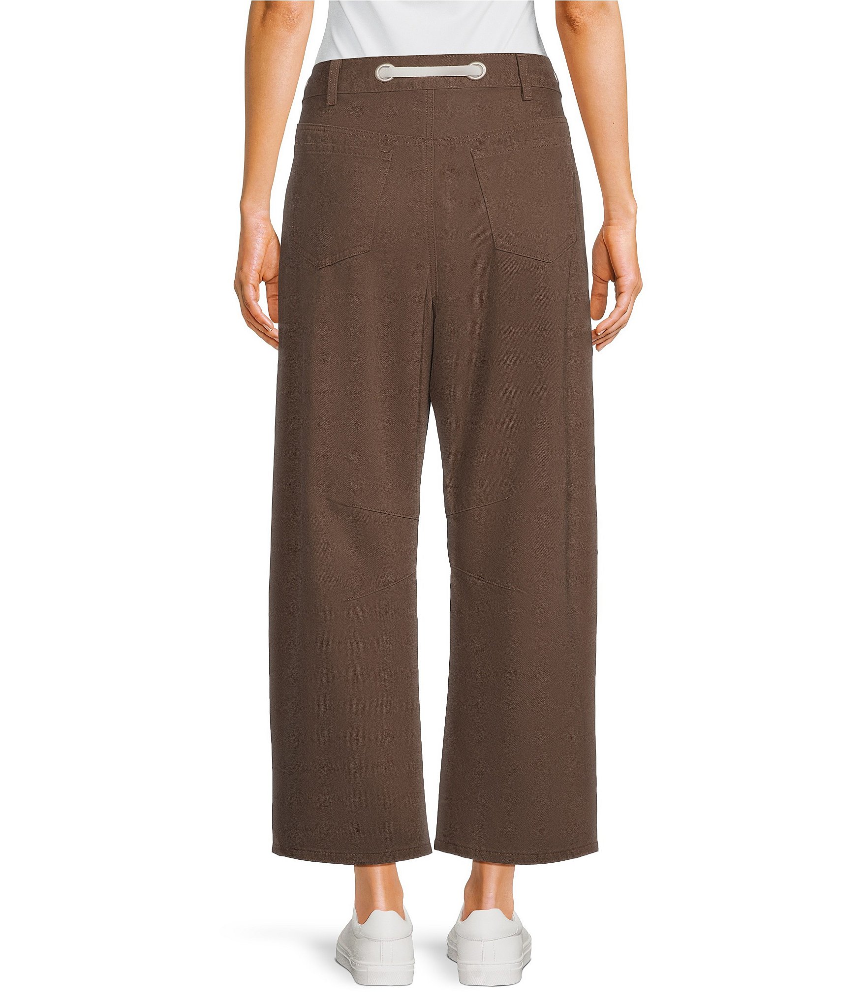 Le Lis High Rise Drawstring Tie Waist Barrel Jeans