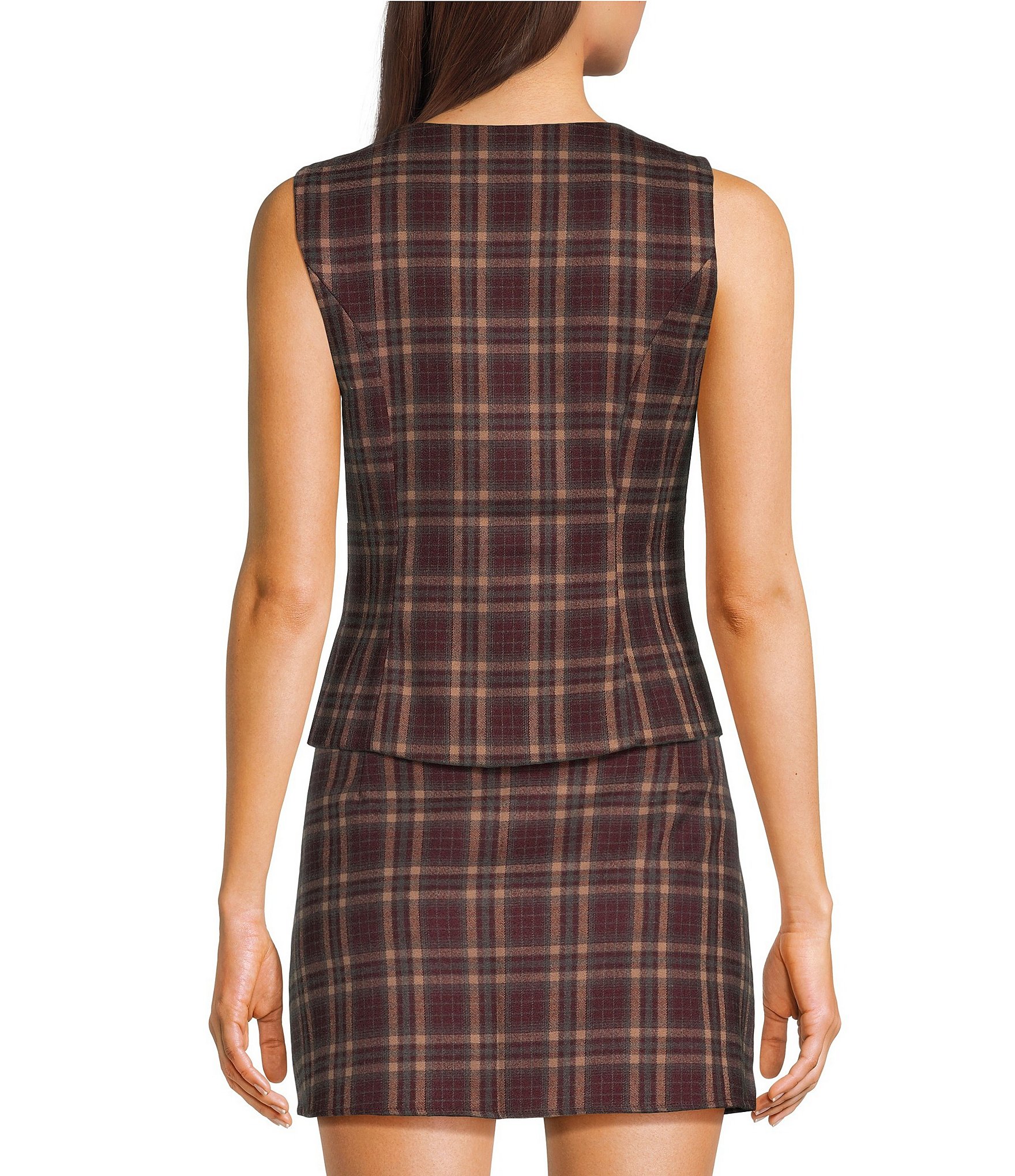 Le Lis Plaid Button Front Vest