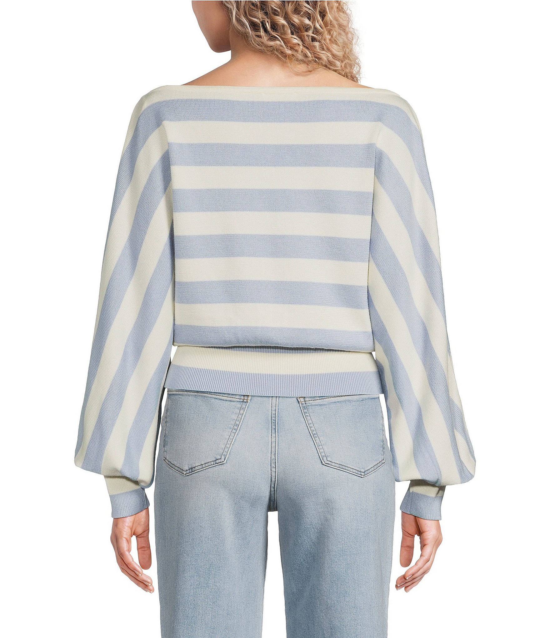 Le Lis Striped Boat Neck Dolman Sleeve Dolman Sweater