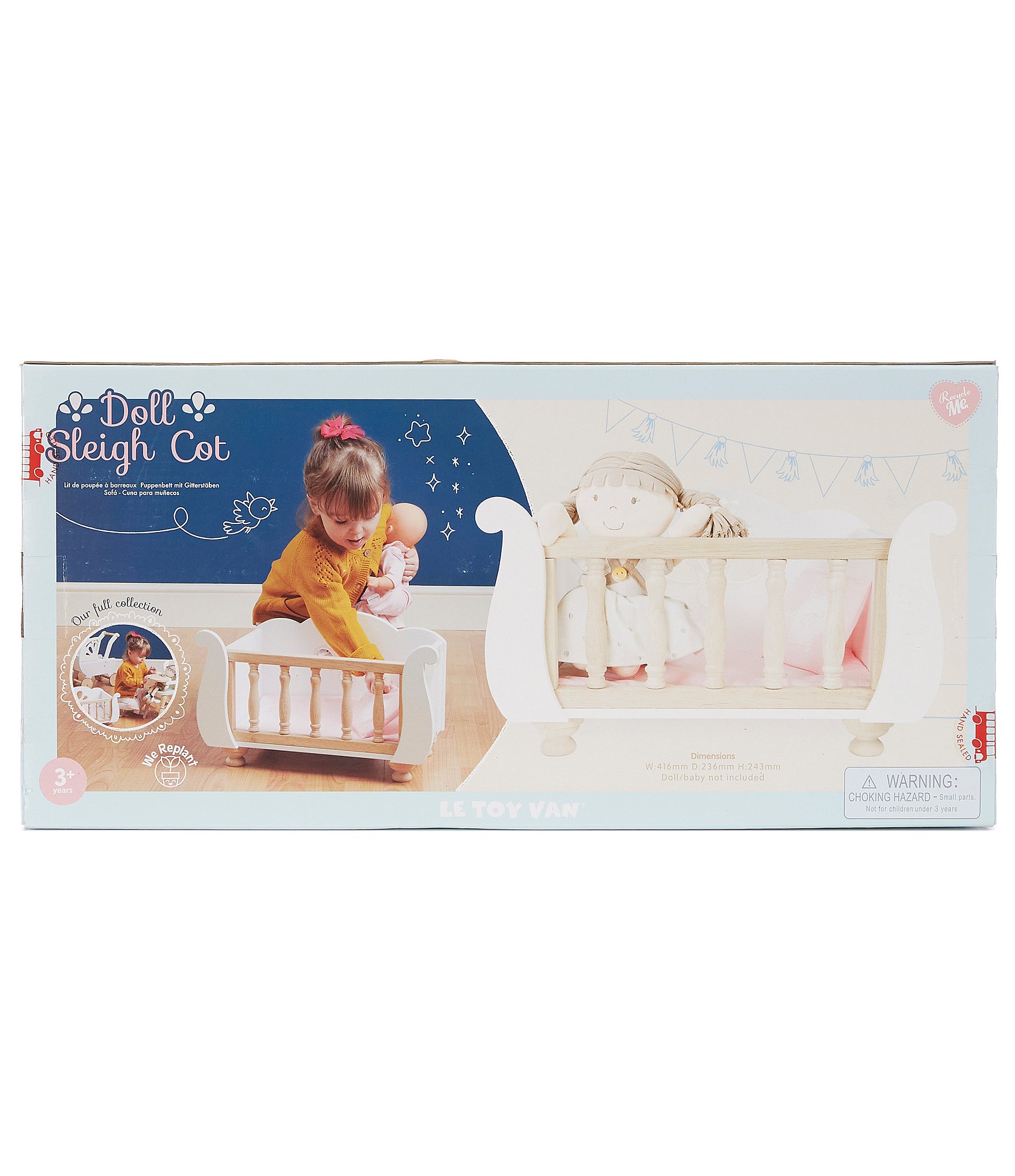 Le Toy Van Honeybake Sleigh Doll Cot & Crib