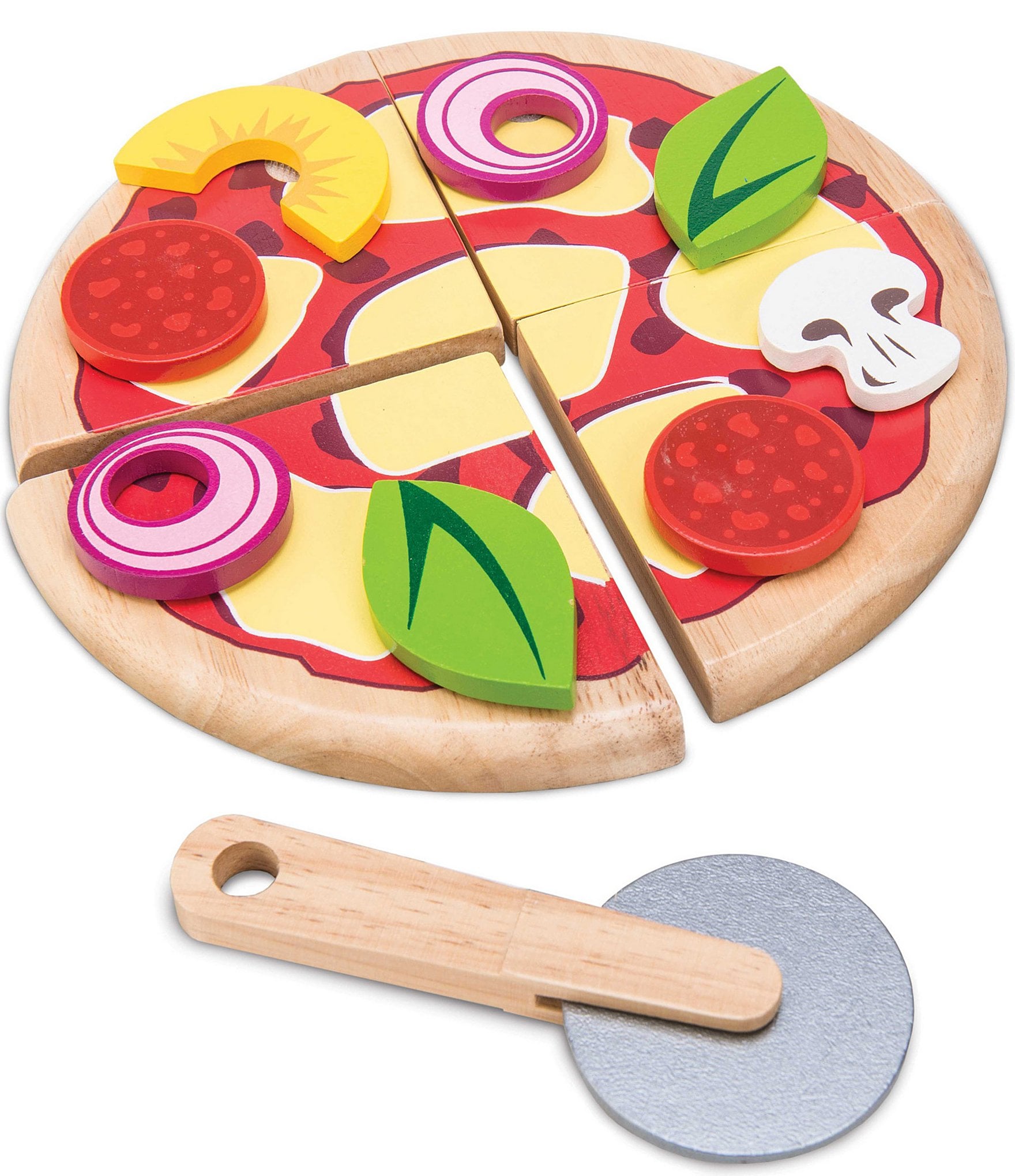Le Toy Van - Childrens Wood Pretend Play Food | Wooden Honeybake Pizza  Pretend Food Toy Playset | Toy Kitchen Accessories Play Food Role Play Toy