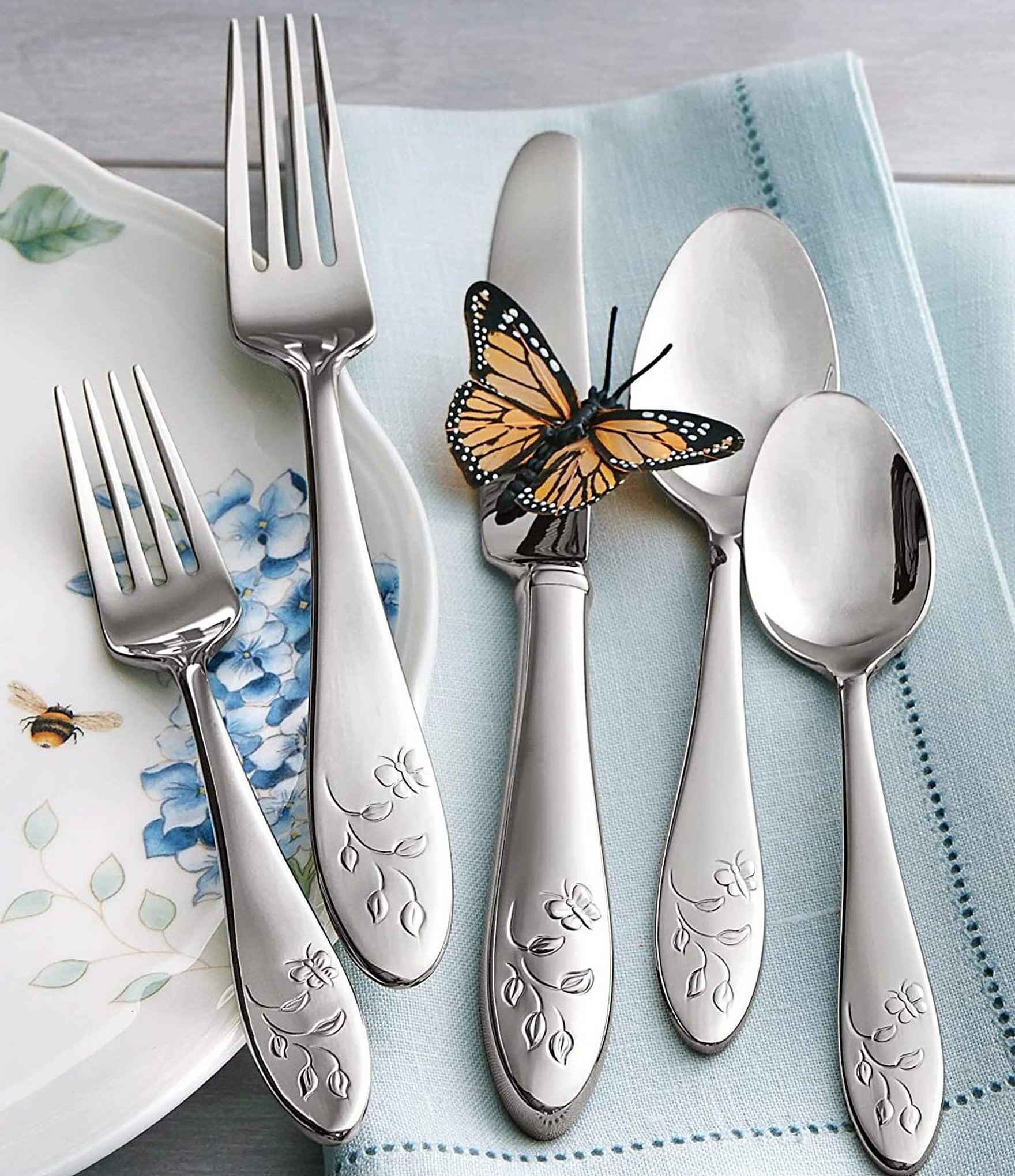 Lenox Butterfly Meadow 65-Piece Stainless Steel Flatware Set