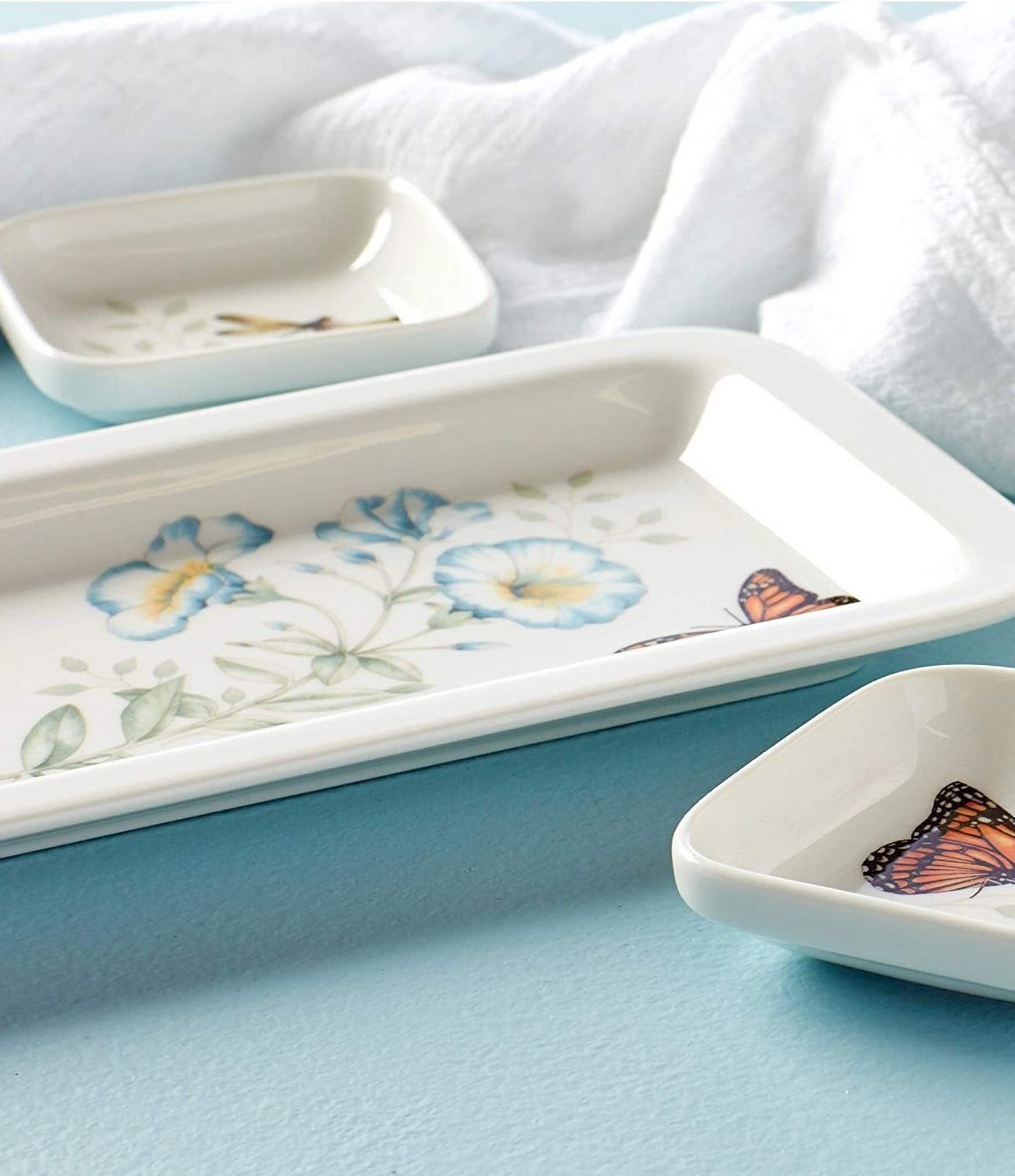 Lenox Butterfly Meadows 3-Piece Sushi Plate and Dip Bowls